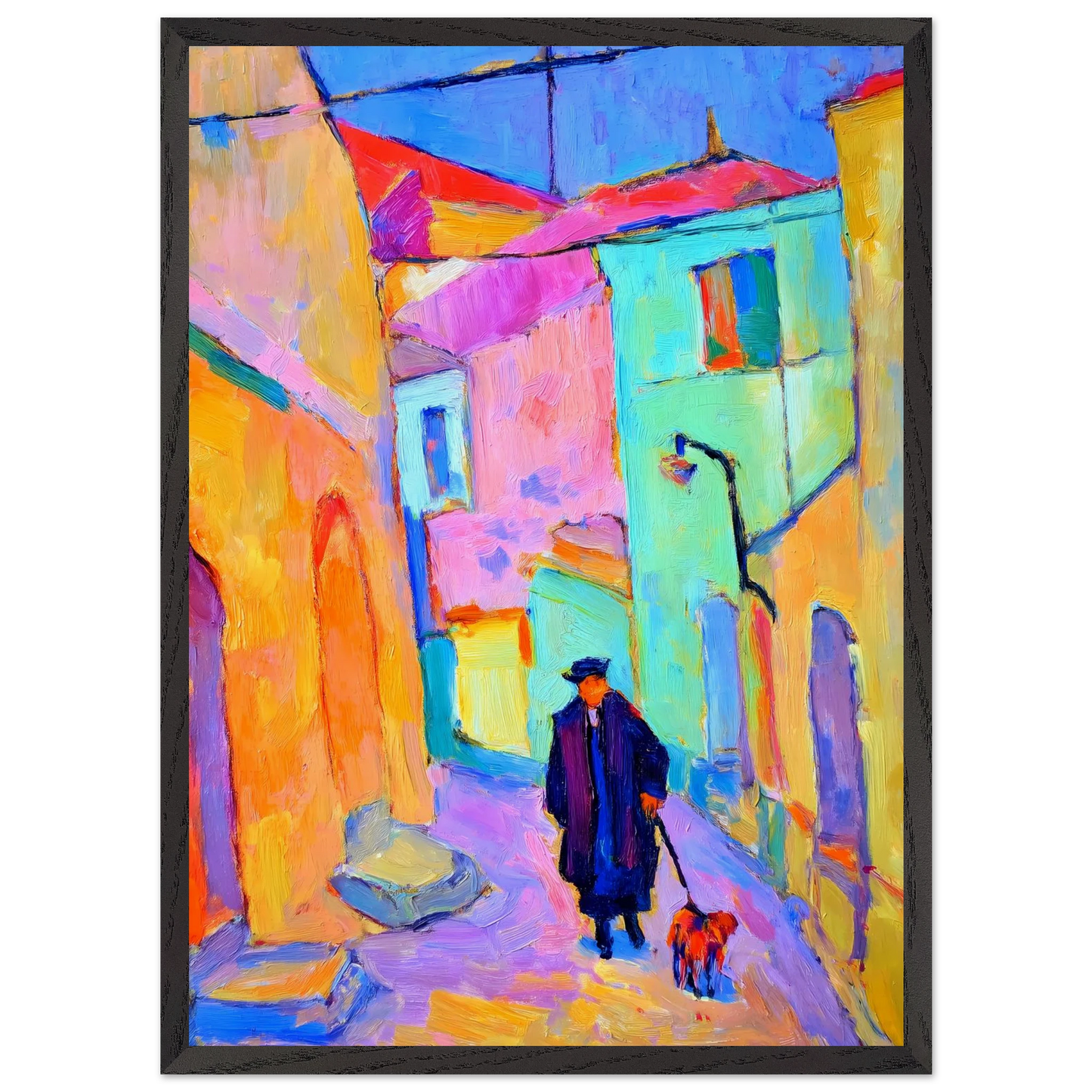 Le Promeneur en Bleu — tableau encadré bois — vue 10 — art mural STNCL