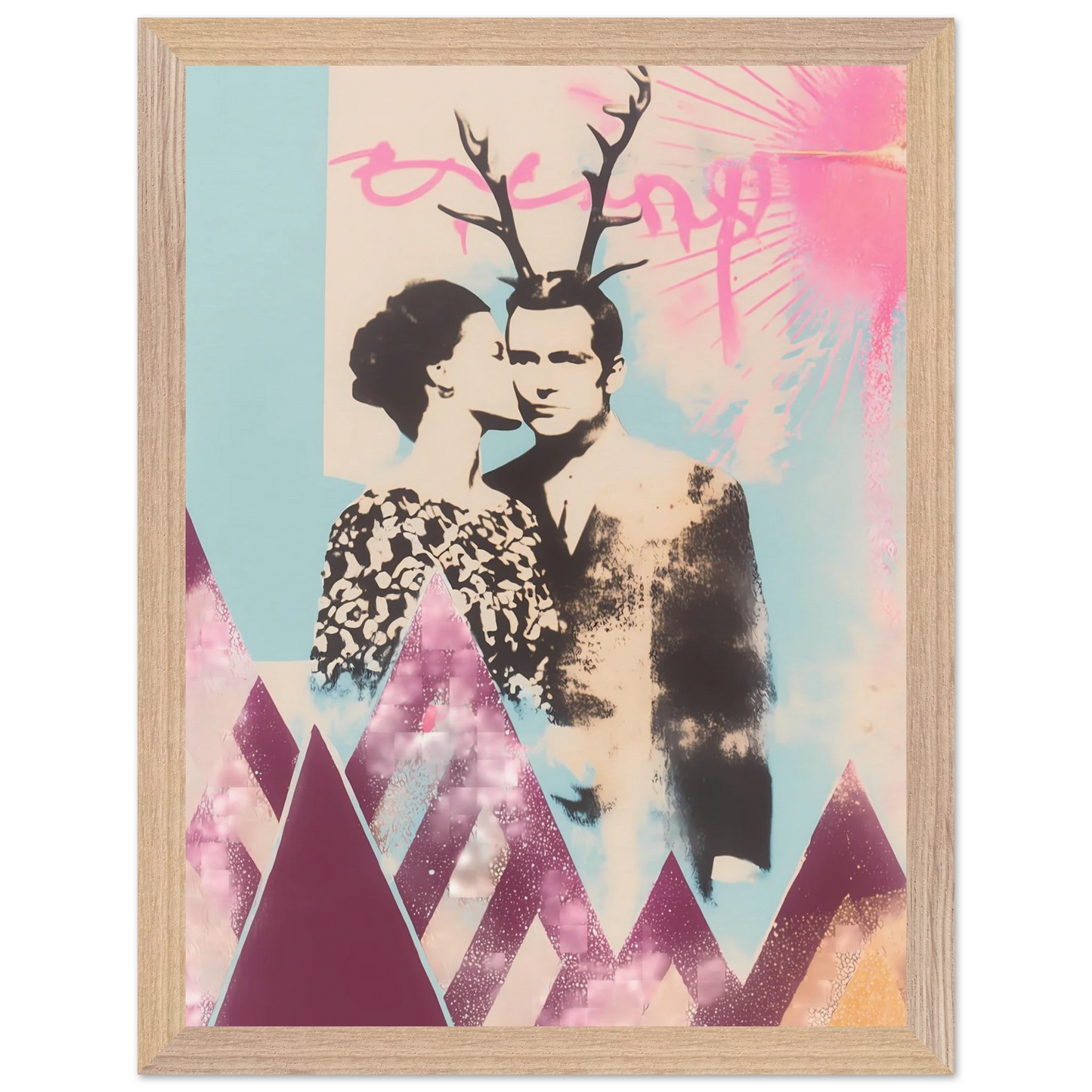 Le Couple aux Bois — tableau encadré bois — vue 12 — art mural STNCL