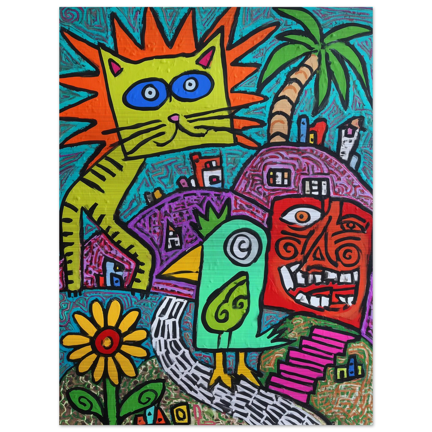 Ménagerie Naïve — tableau aluminium — vue 5 — art mural STNCL