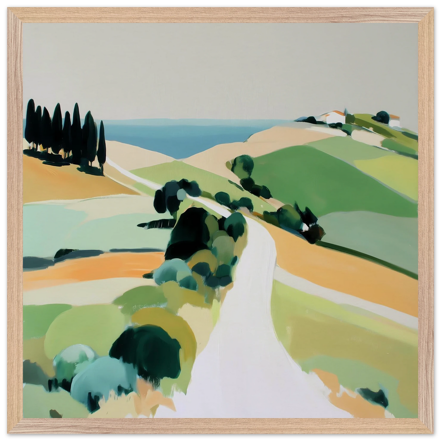Chemin vers la Mer — tableau encadre bois — vue 3 — art mural STNCL