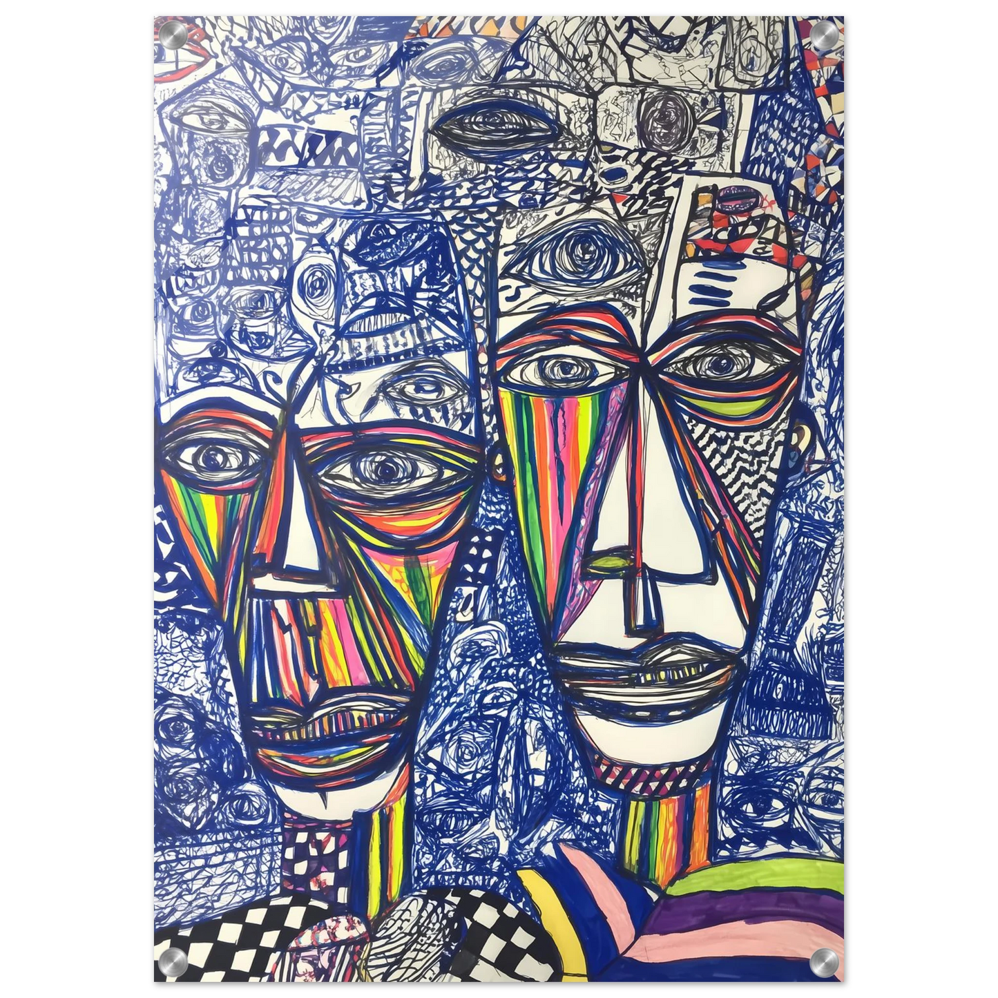 Deux Visages au Feutre — tableau plexiglas — vue 2 — art mural STNCL