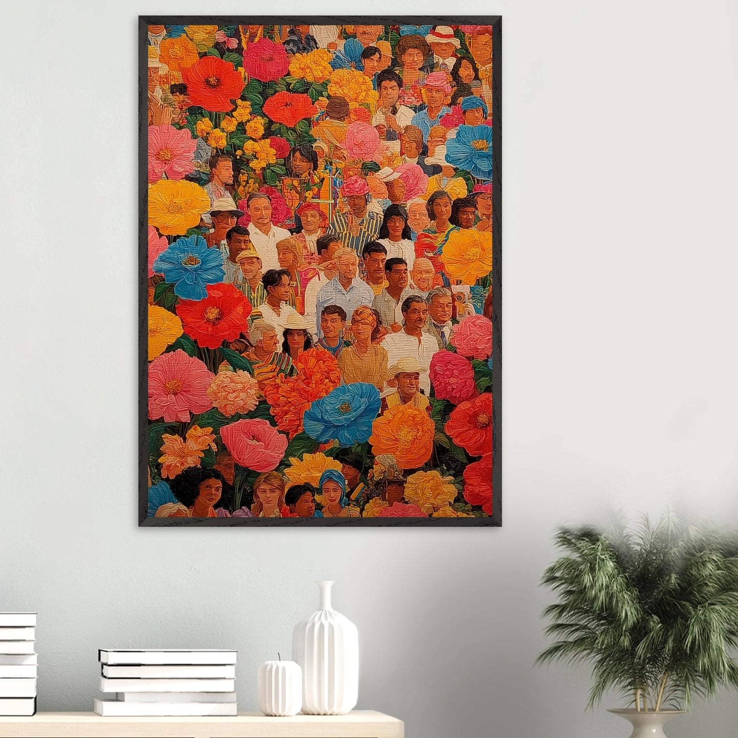 Jardin des Visages — tableau encadré bois — vue 16 — art mural STNCL
