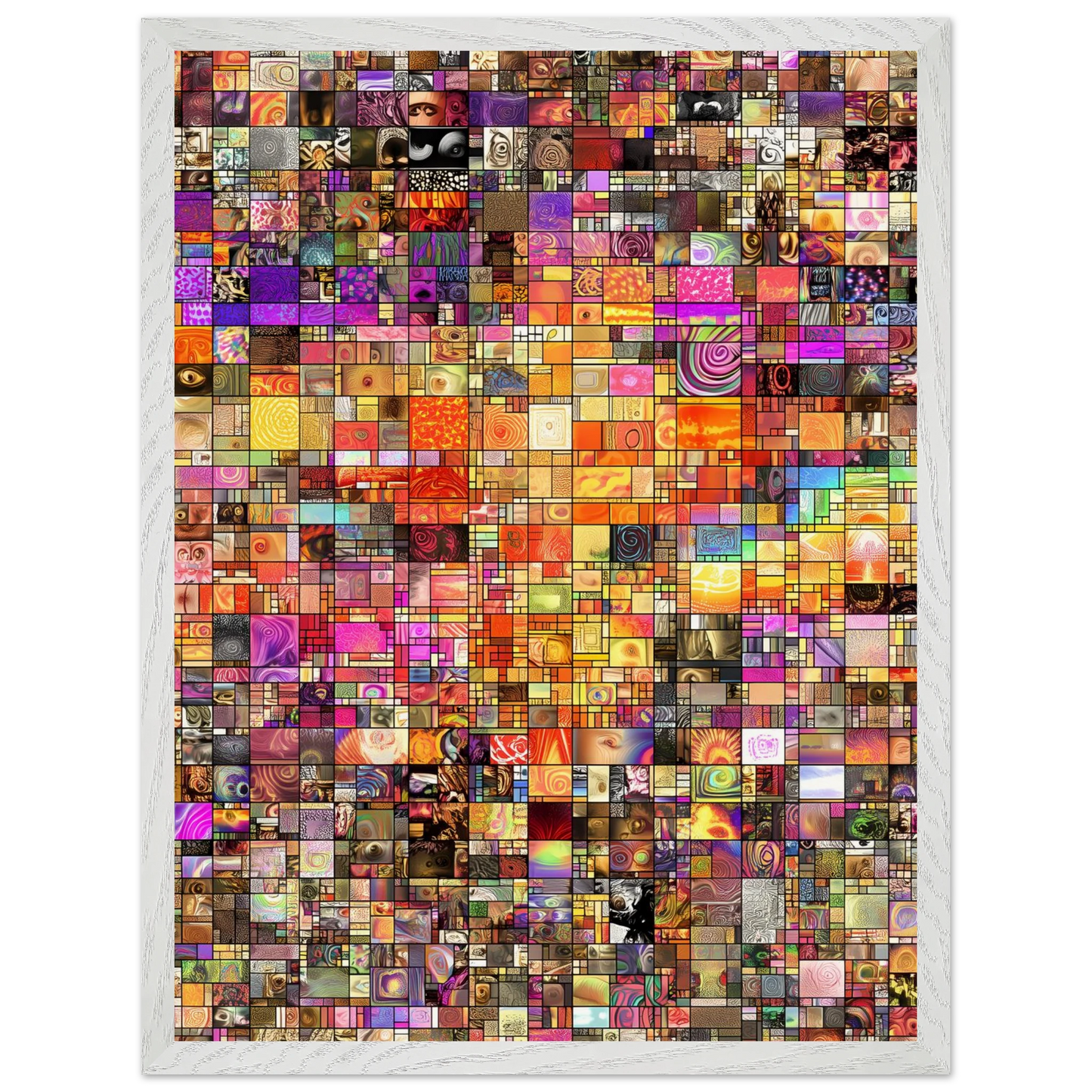 Mosaïque des Mille Mondes — tableau encadré bois — vue 8 — art mural STNCL