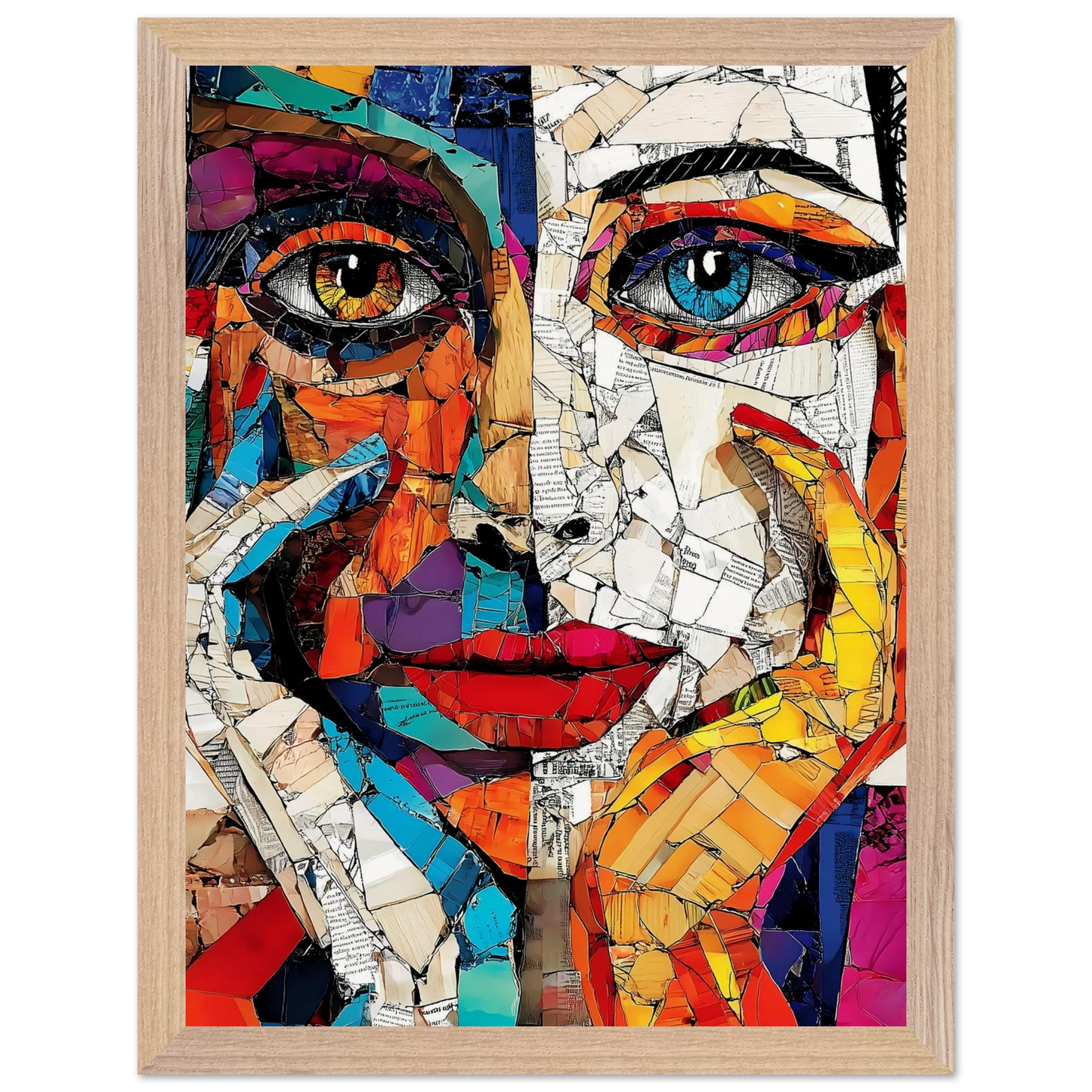 Visages Déchirés — tableau encadre bois — vue 12 — art mural STNCL