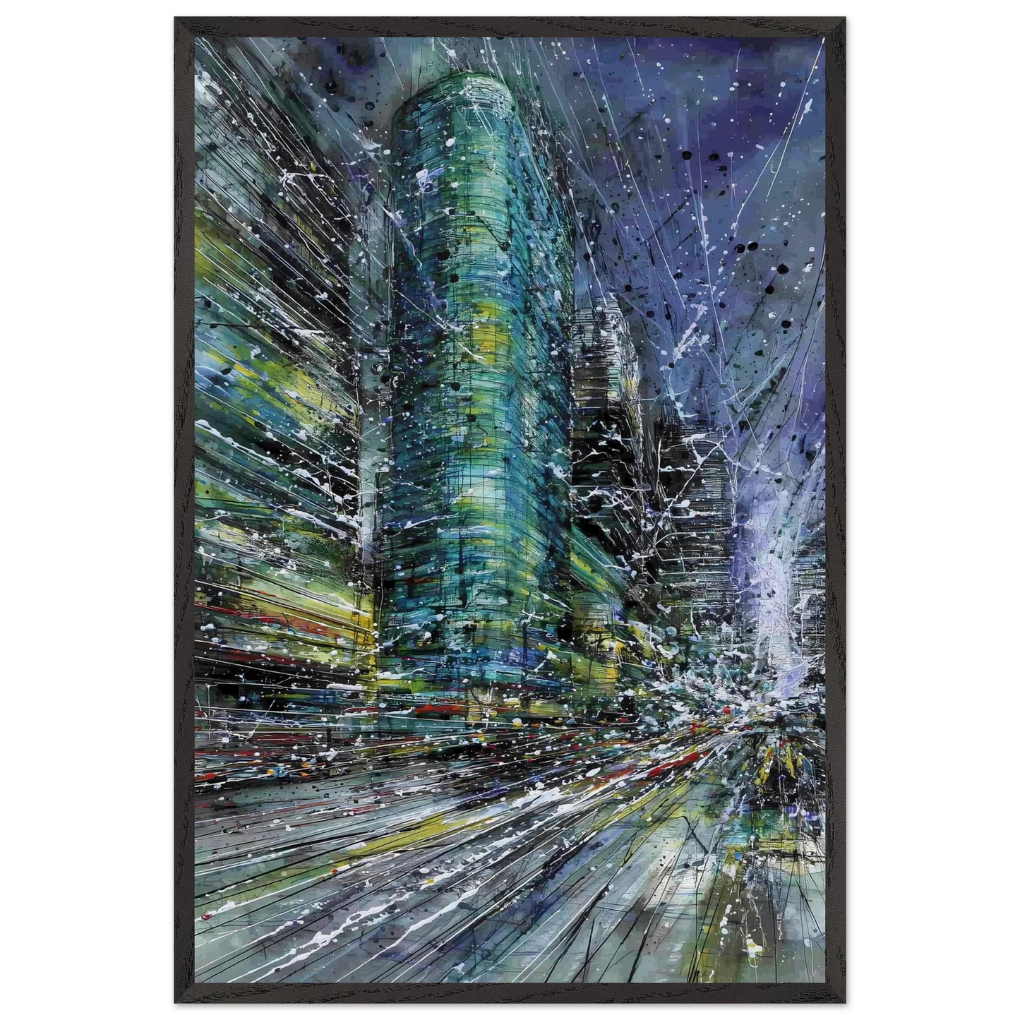 Vertige de la Cité — tableau encadré bois — vue 2 — art mural STNCL