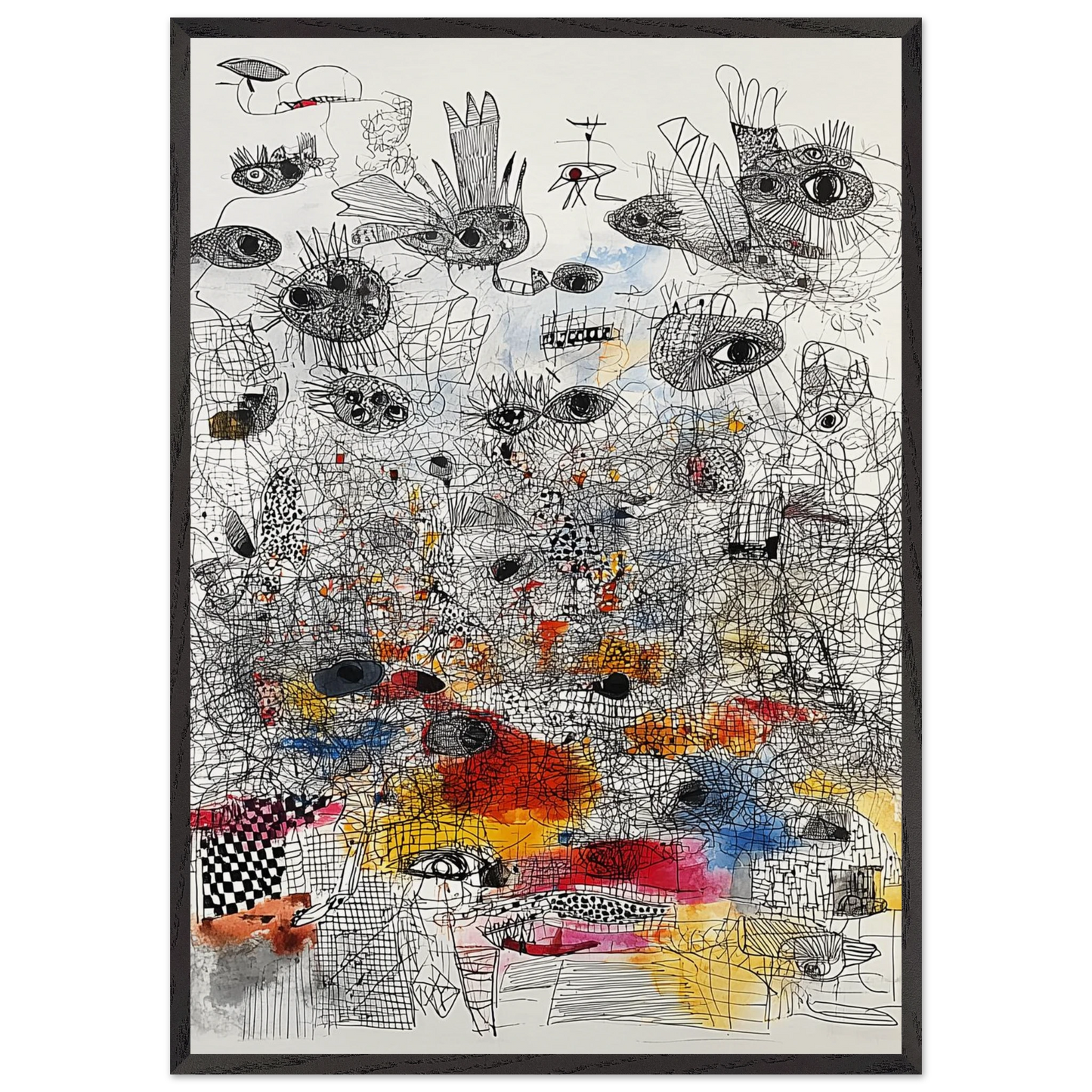 Regards Flottants Sans Fin — tableau encadré bois — art mural STNCL