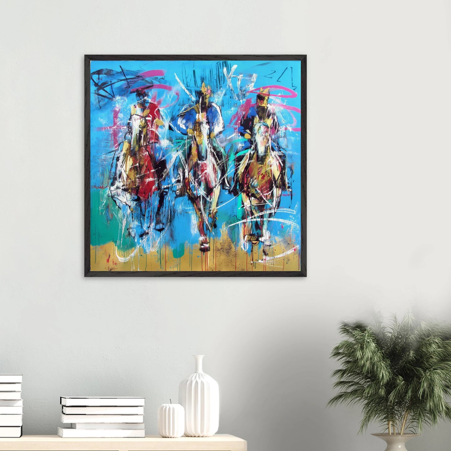 Trois Cavaliers — tableau encadré bois — vue 13 — art mural STNCL