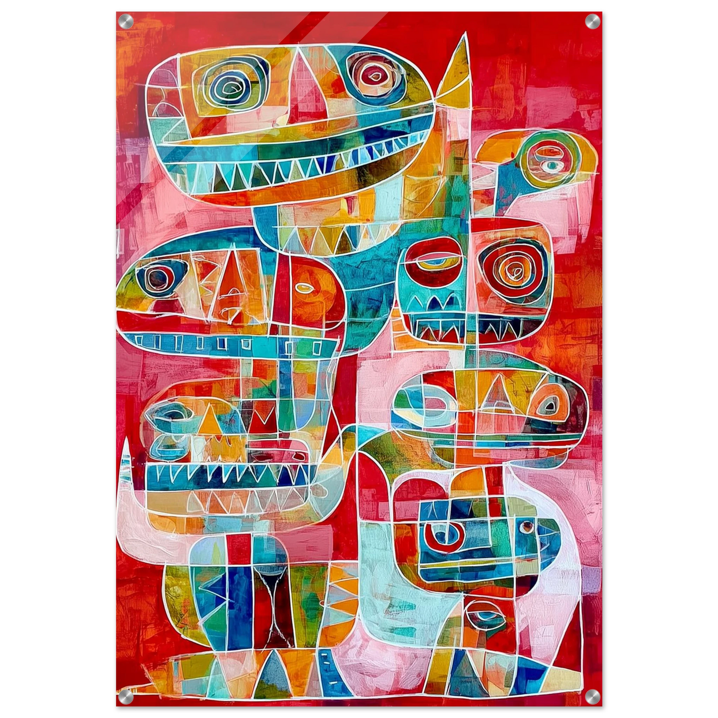 Masques Totems Enchevêtrés — tableau plexiglas — art mural STNCL