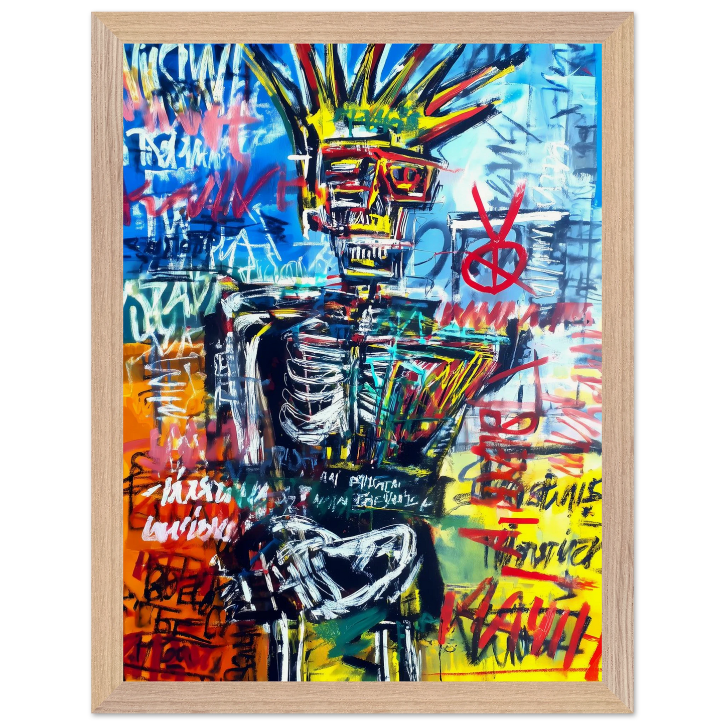 Roi Squelette — tableau encadre bois — vue 12 — art mural STNCL