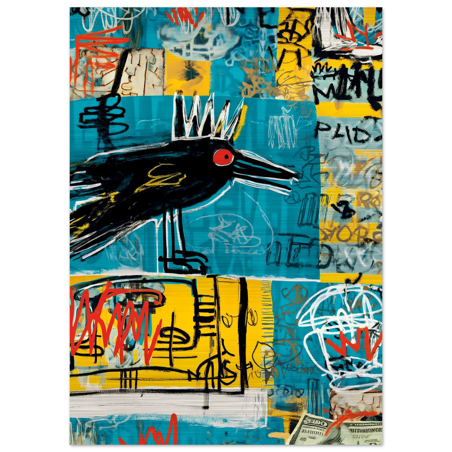 Corbeau Couronné — tableau aluminium — vue 4 — art mural STNCL