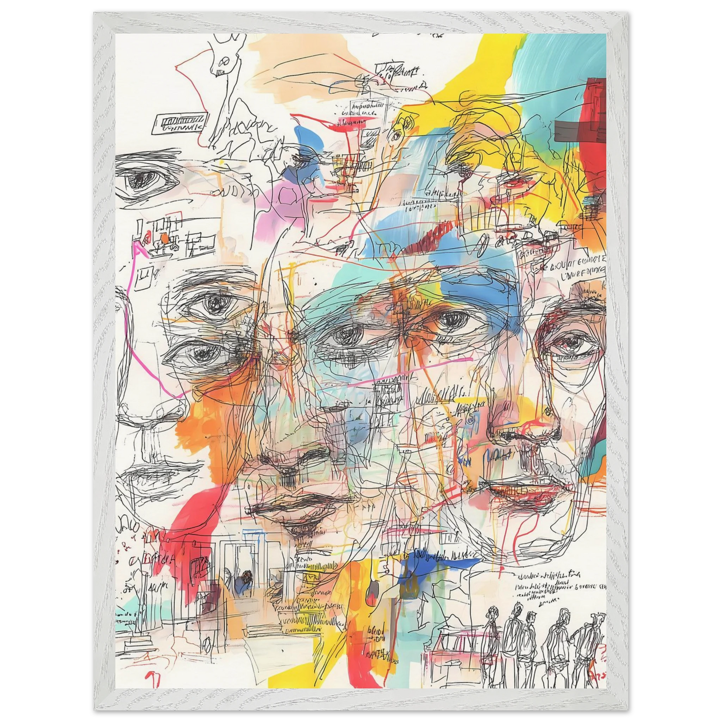 Carnet de Visages — tableau encadré bois — vue 8 — art mural STNCL