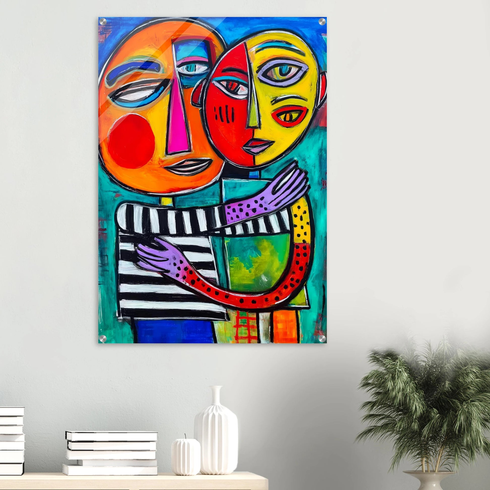 Étreinte Cubiste — tableau plexiglas — vue 6 — art mural STNCL