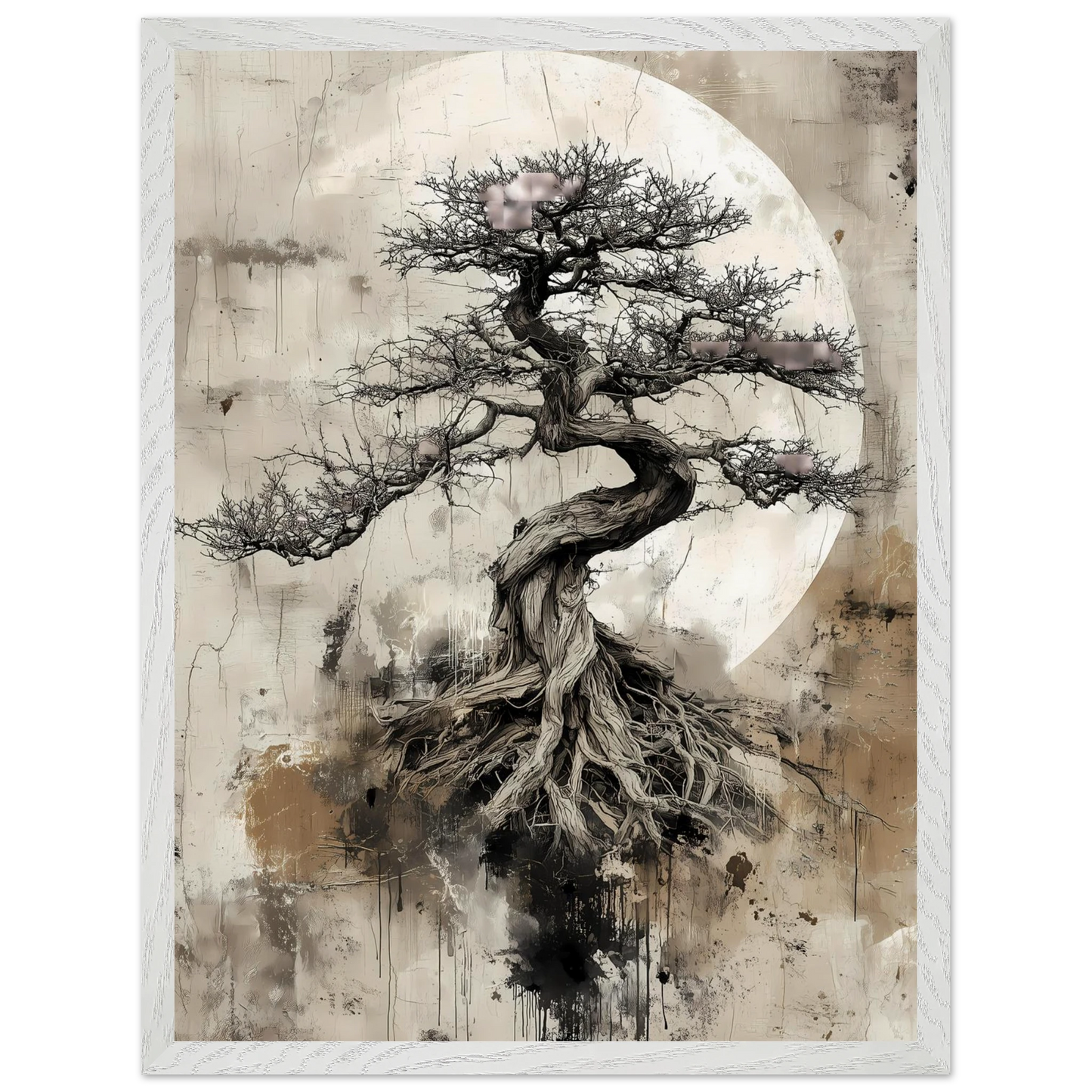 Bonsaï sous la Lune — tableau encadre bois — vue 8 — art mural STNCL