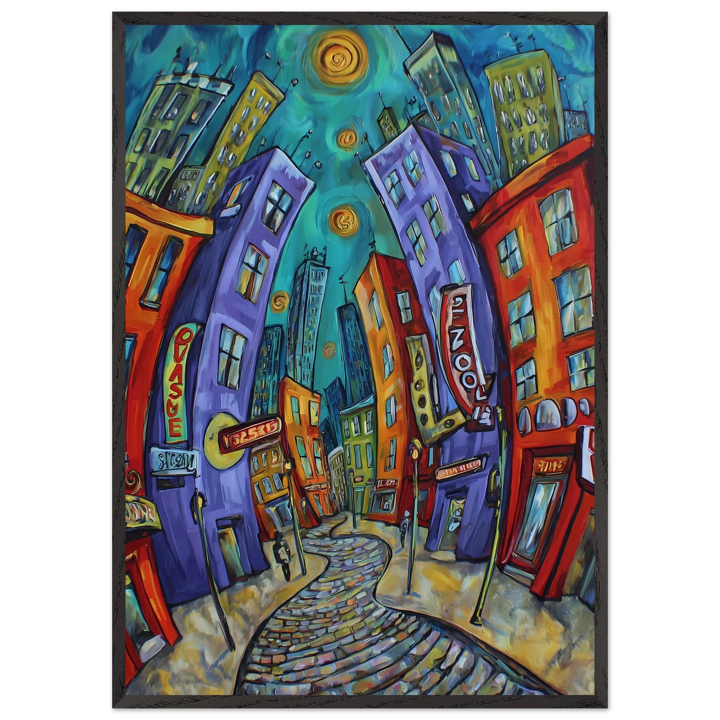 Ville Tourbillon — tableau encadre bois — art mural STNCL