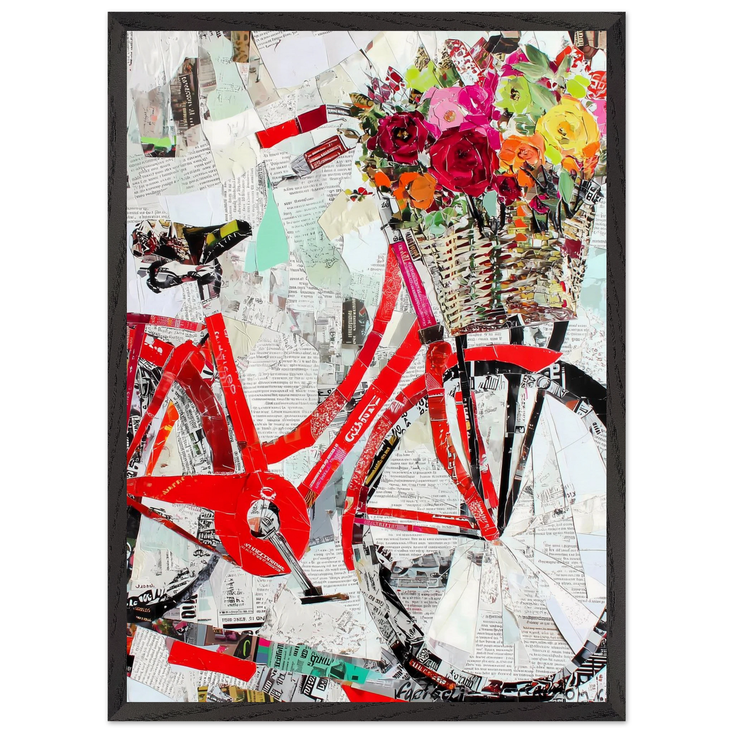Le Vélo Fleuri — tableau encadré bois — vue 10 — art mural STNCL