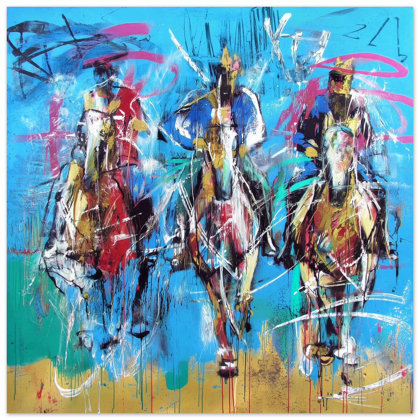 La Charge des Trois Cavaliers — tableau aluminium — art mural STNCL