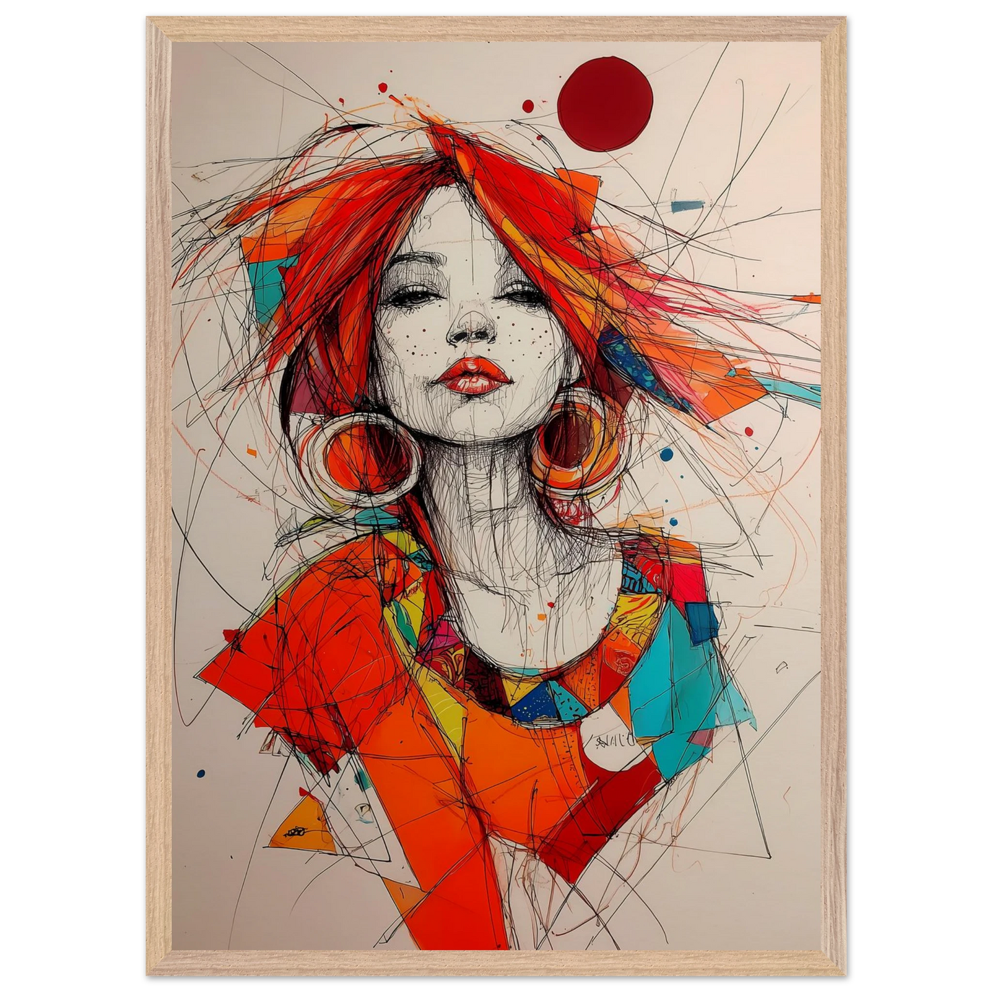 Créoles et Crayon — tableau encadré bois — vue 13 — art mural STNCL