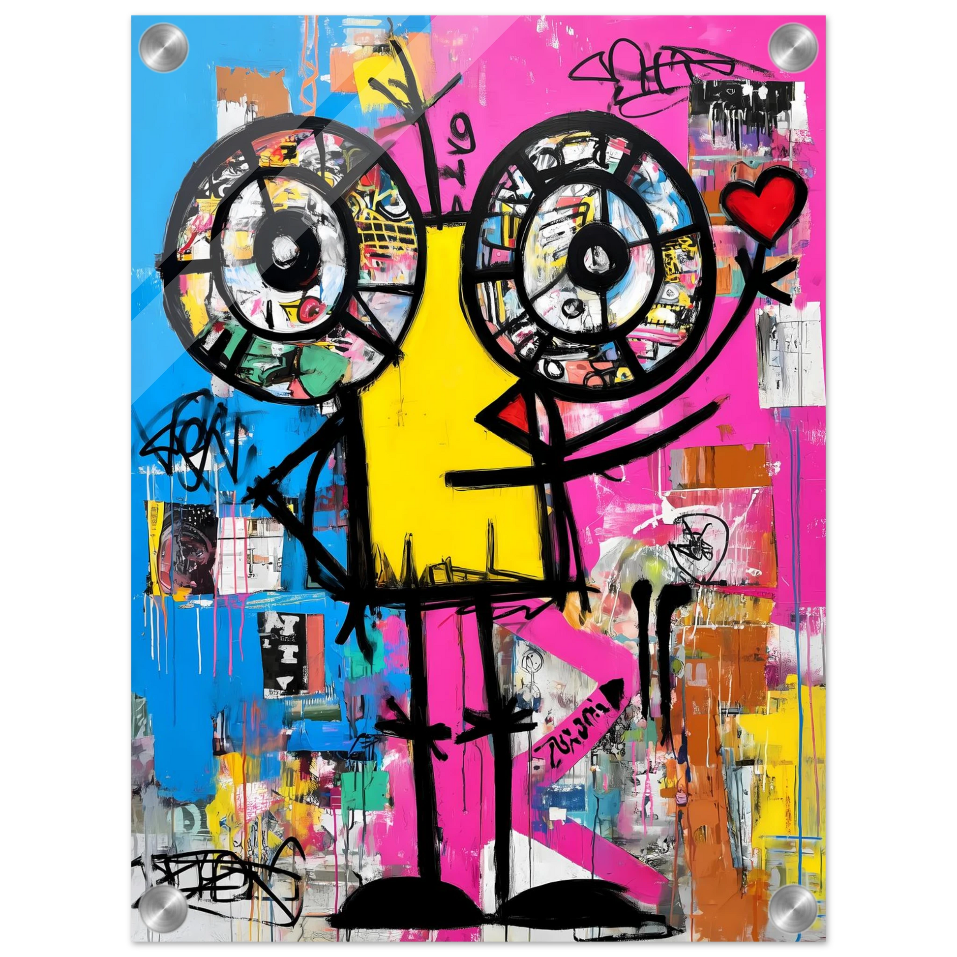 Petit Monstre au Cœur — tableau plexiglas — vue 3 — art mural STNCL