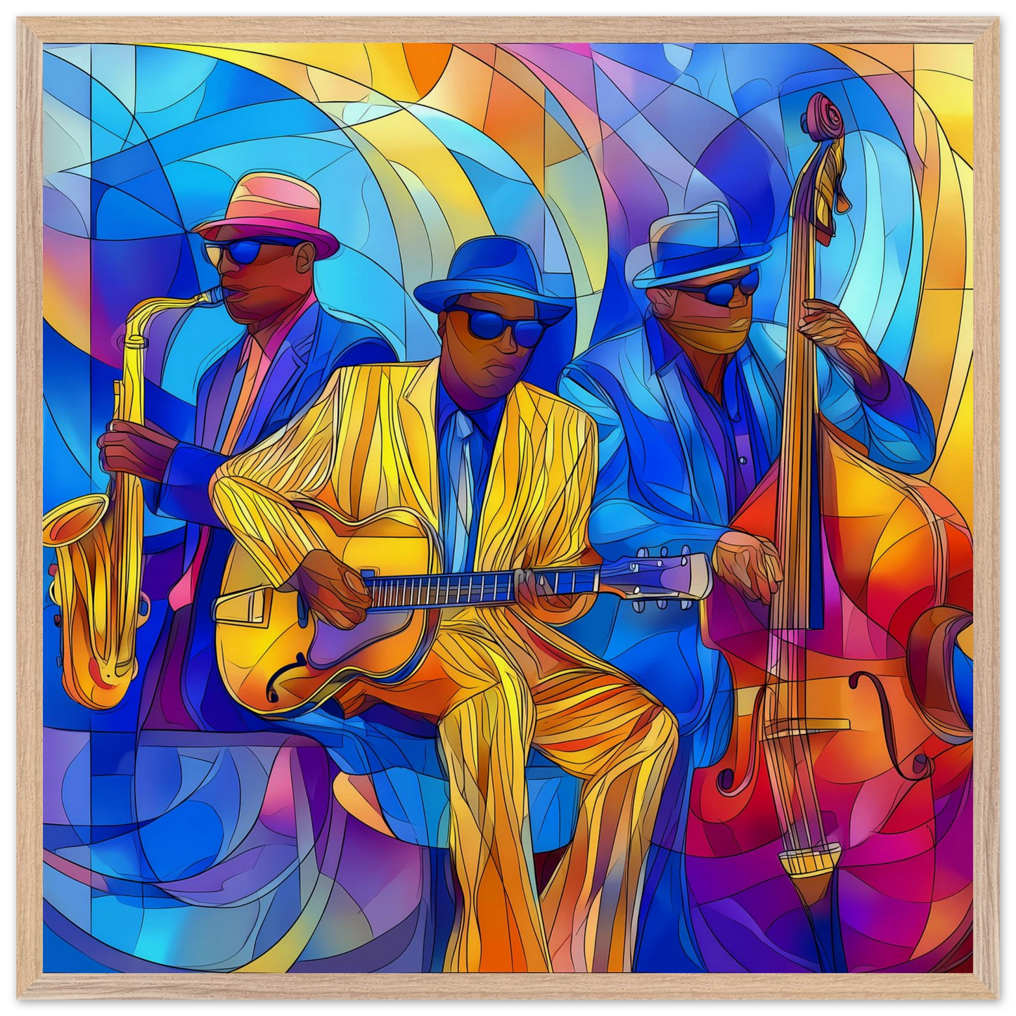 Trio de Jazz — tableau encadre bois — vue 10 — art mural STNCL