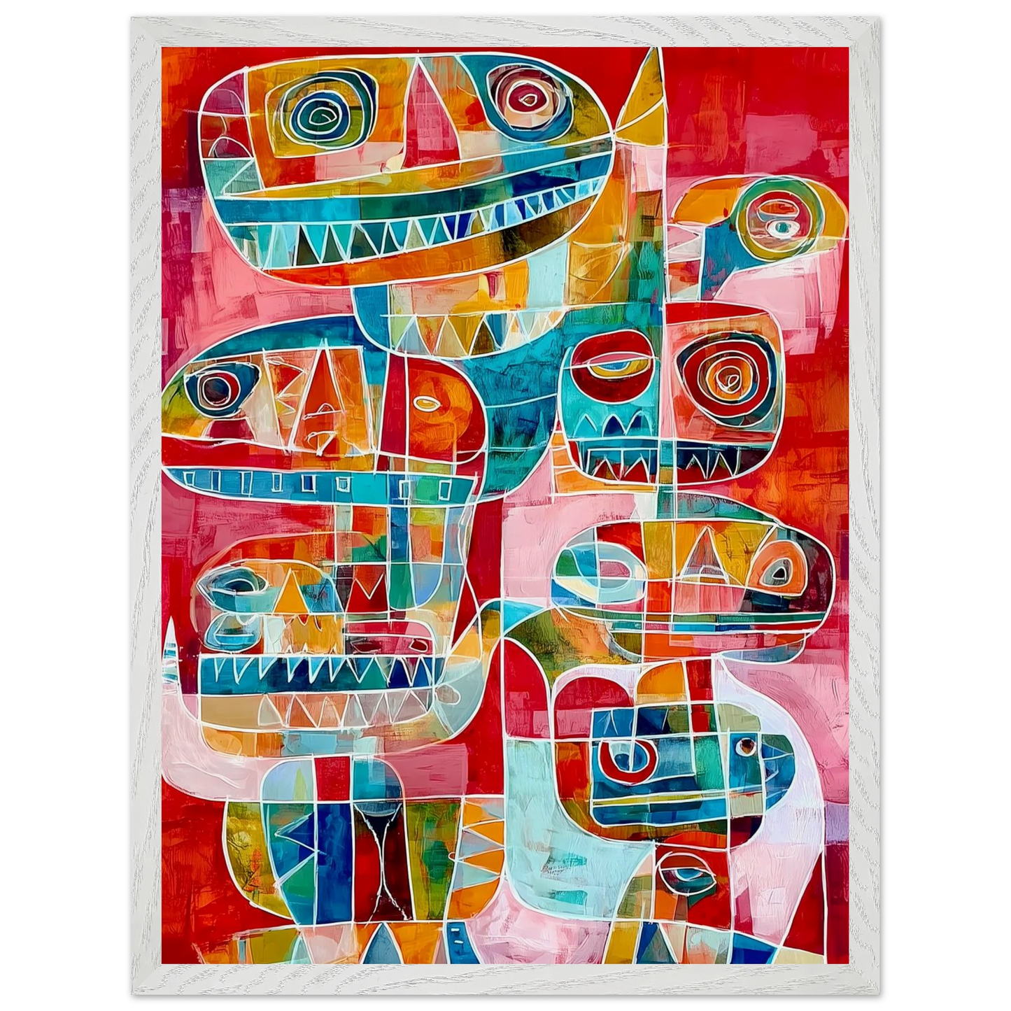 Totems Imbriqués — tableau encadré bois — vue 8 — art mural STNCL