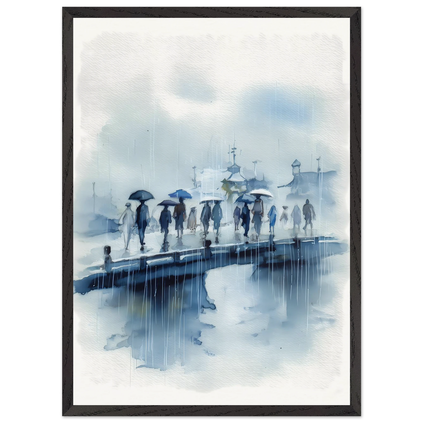 Pluie sur le Pont — tableau encadre bois — vue 10 — art mural STNCL
