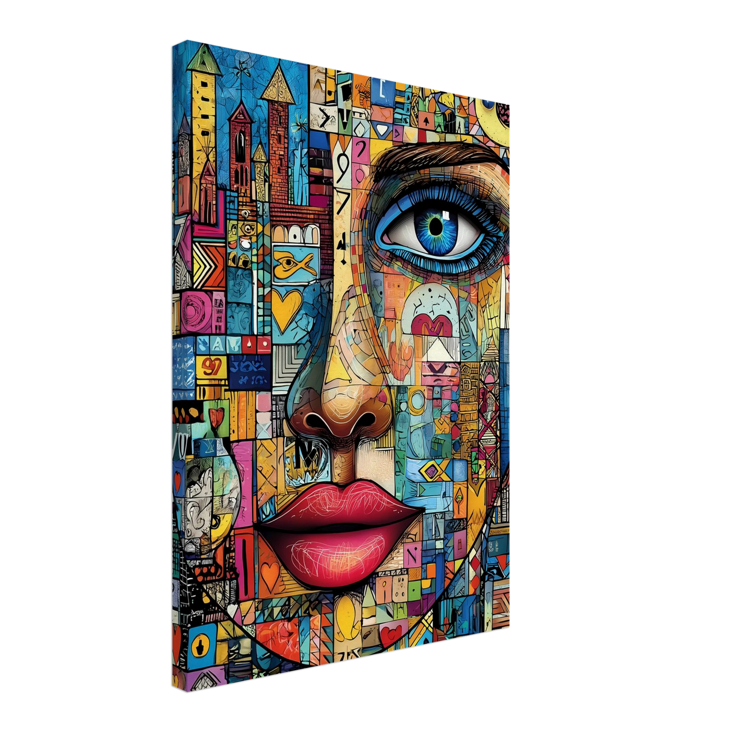 Visage Mosaïque — tableau sur toile — vue 3 — art mural STNCL