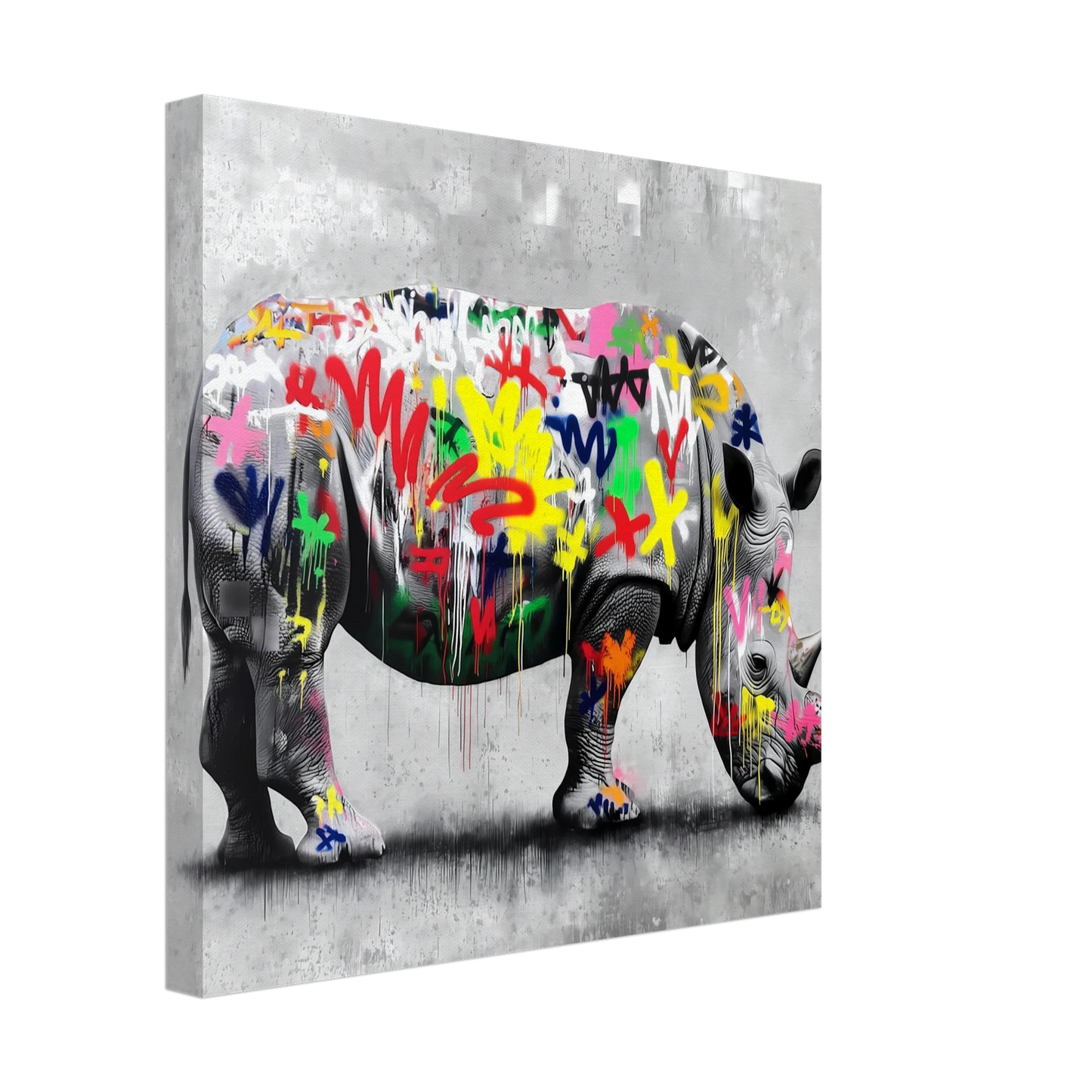 Rhinocéros Bombé — tableau sur toile — vue 3 — art mural STNCL