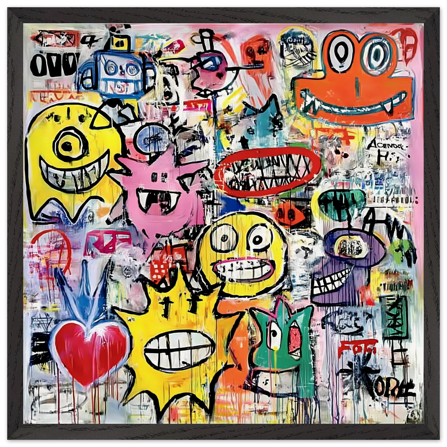 Le Mur aux Monstres — tableau encadré bois — vue 8 — art mural STNCL