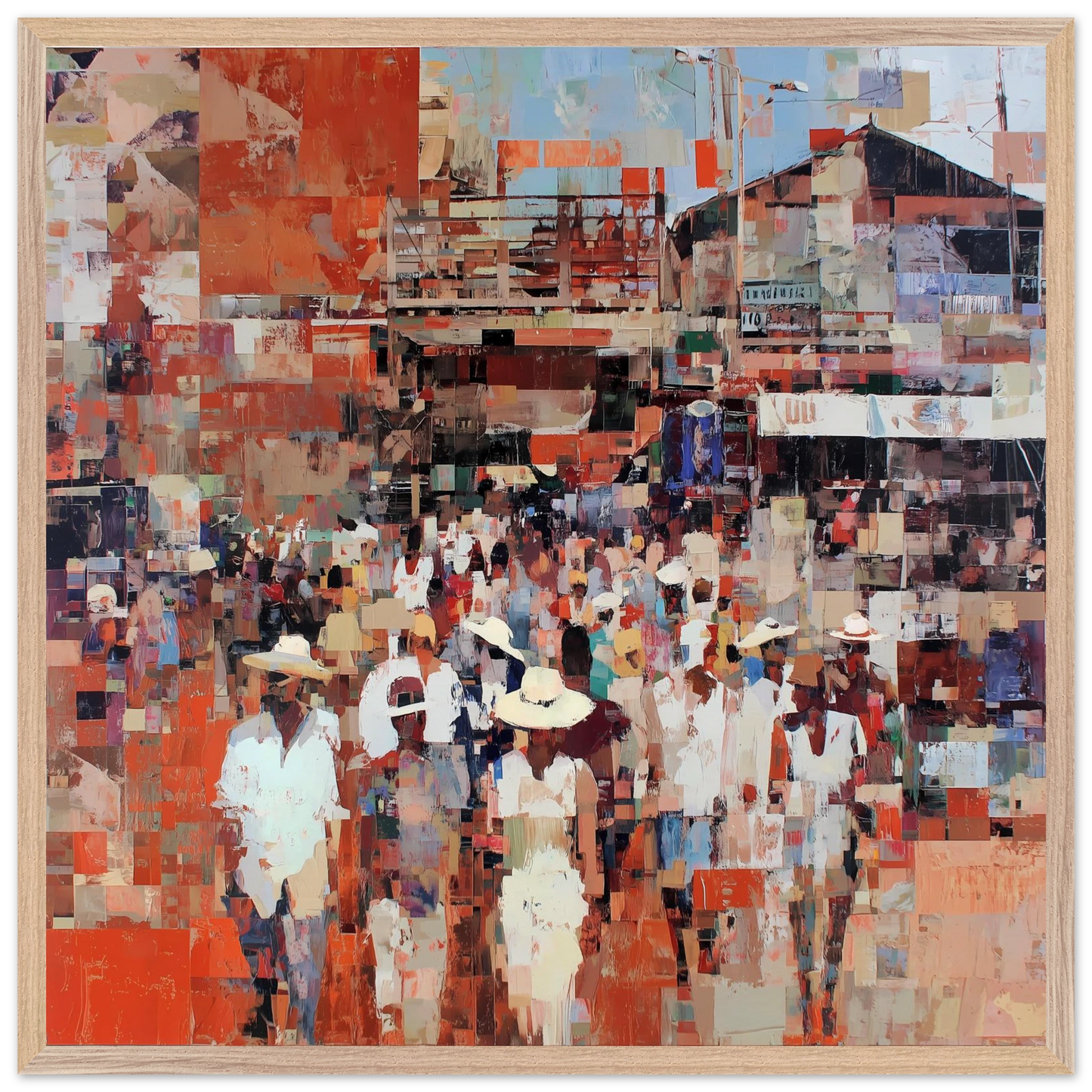 Marché en Couleurs — tableau encadre bois — vue 10 — art mural STNCL