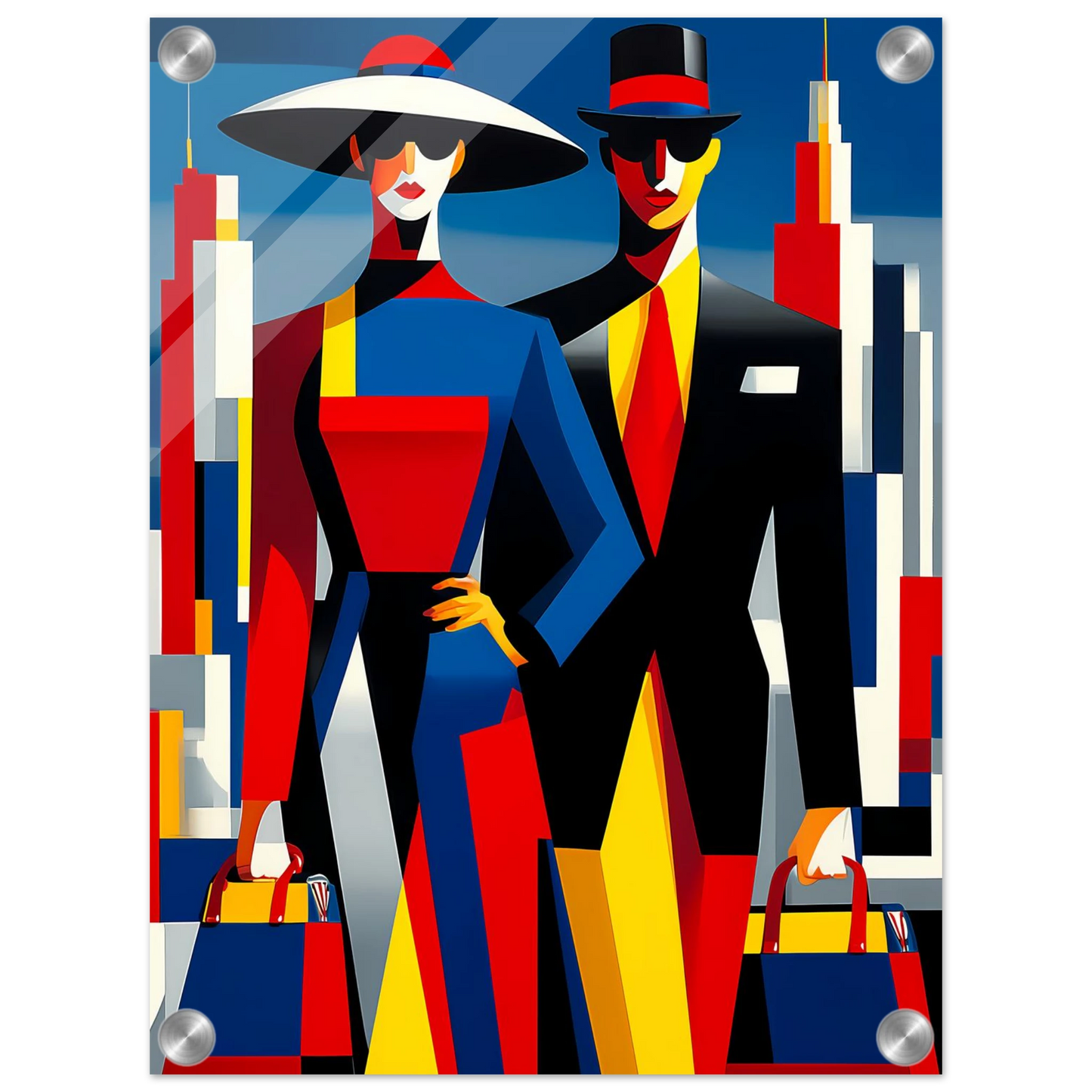 Le Couple en Ville — tableau plexiglas — vue 3 — art mural STNCL