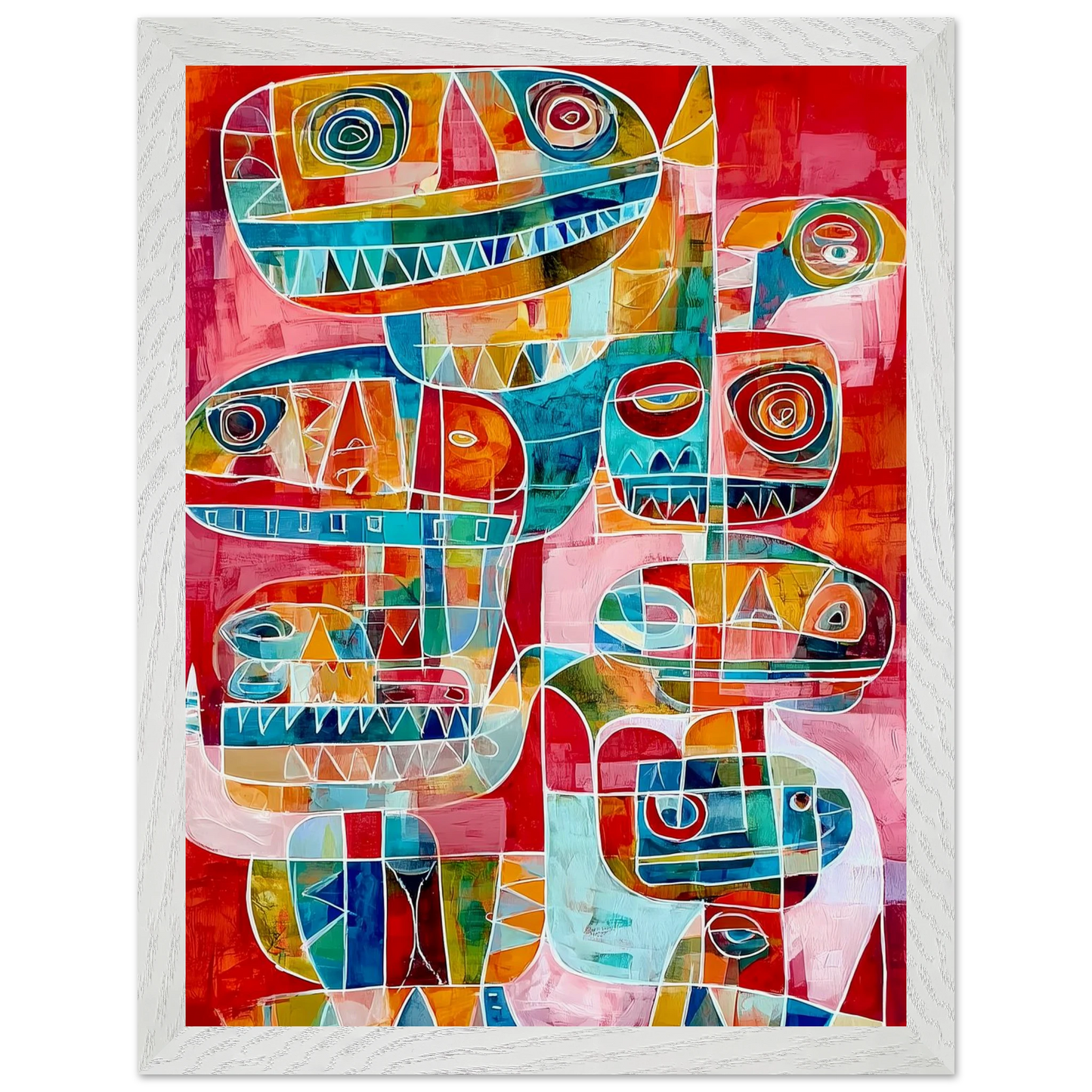 Totems Imbriqués — tableau encadré bois — vue 9 — art mural STNCL