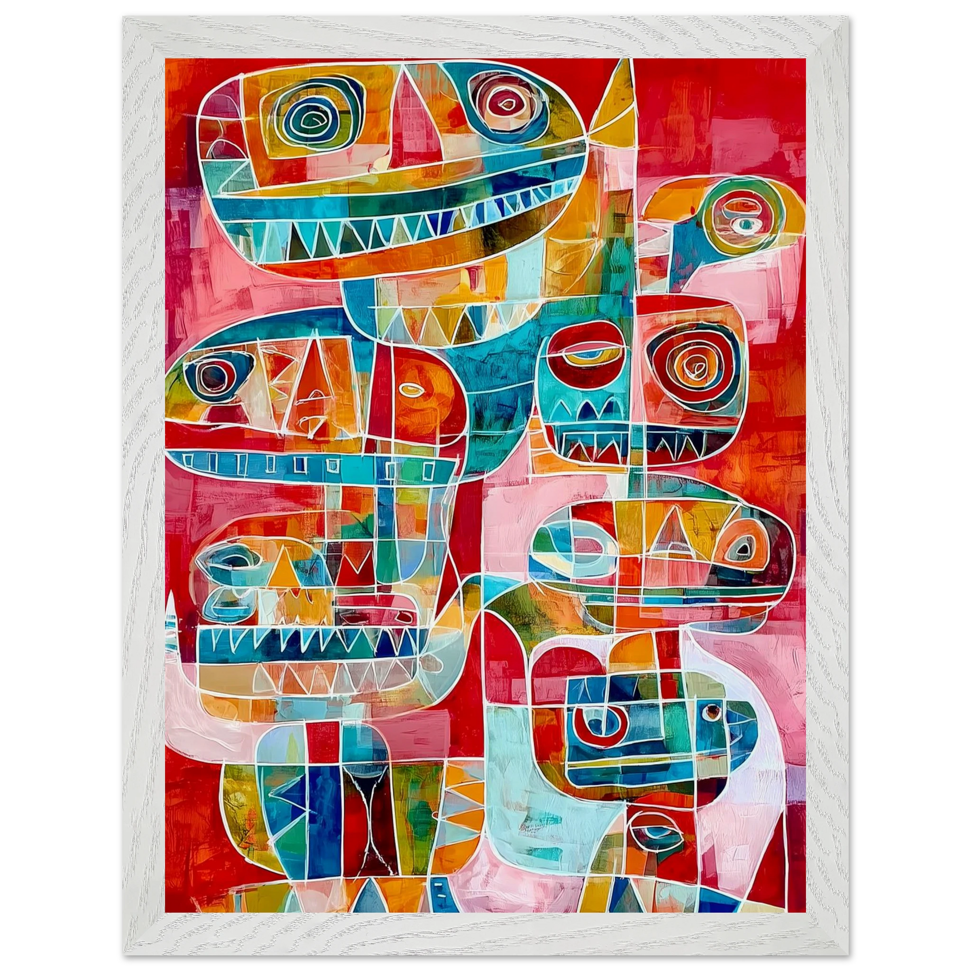 Totems Imbriqués — tableau encadré bois — vue 9 — art mural STNCL