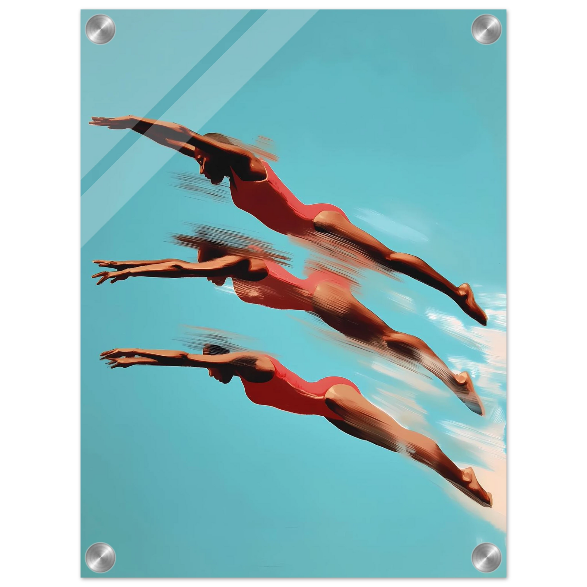 Trois Plongeuses — tableau plexiglas — vue 3 — art mural STNCL