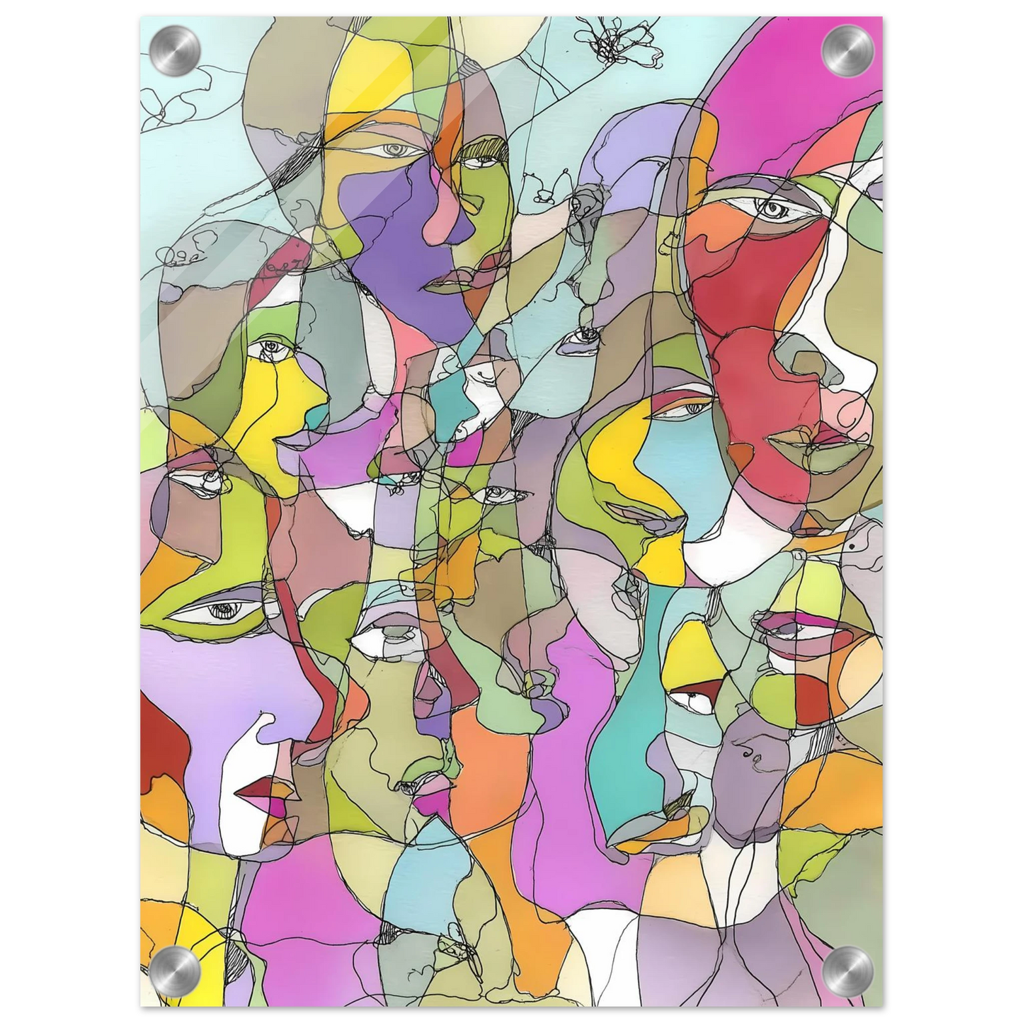 Visages Entrelacés — tableau plexiglas — vue 3 — art mural STNCL