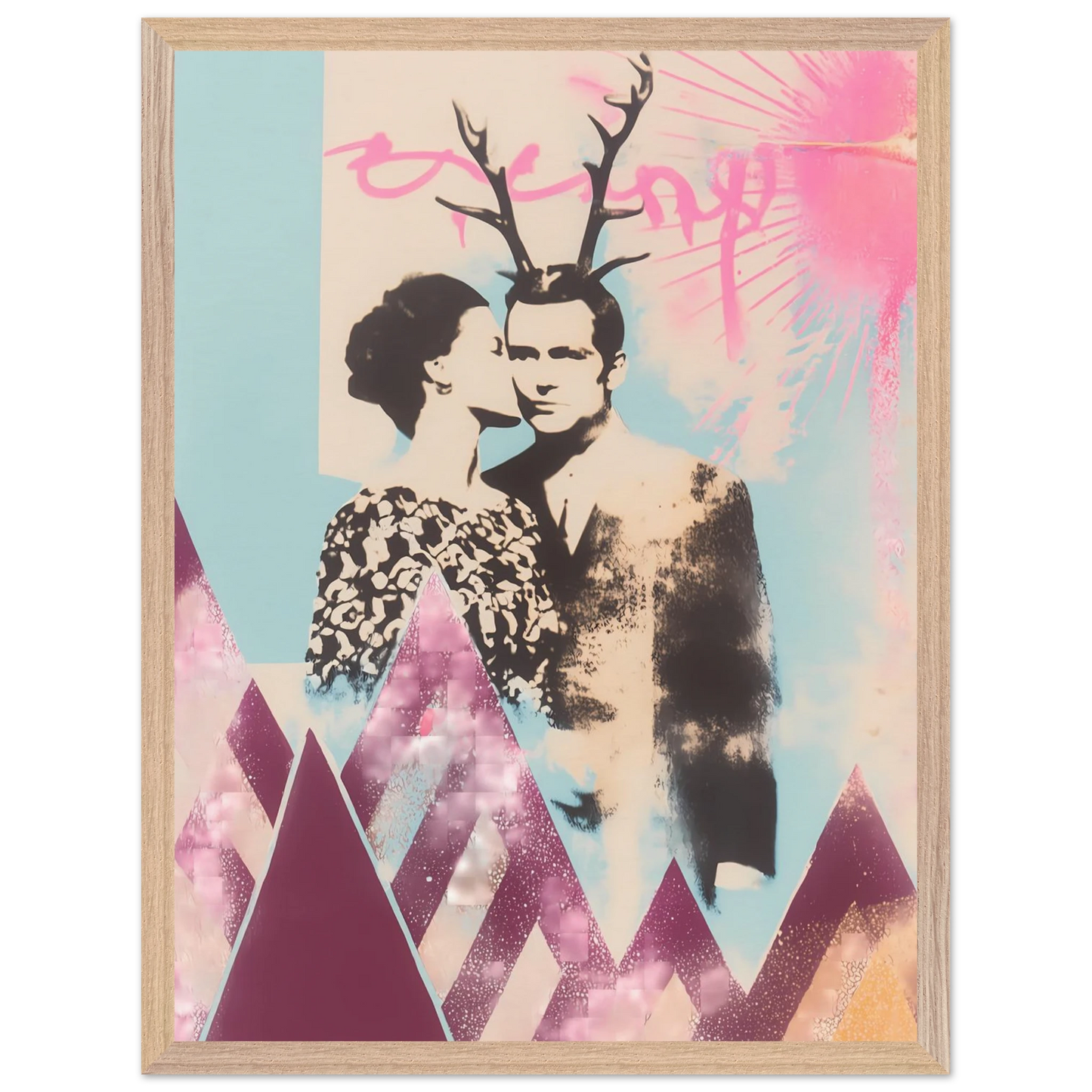 Le Couple aux Bois — tableau encadré bois — vue 3 — art mural STNCL