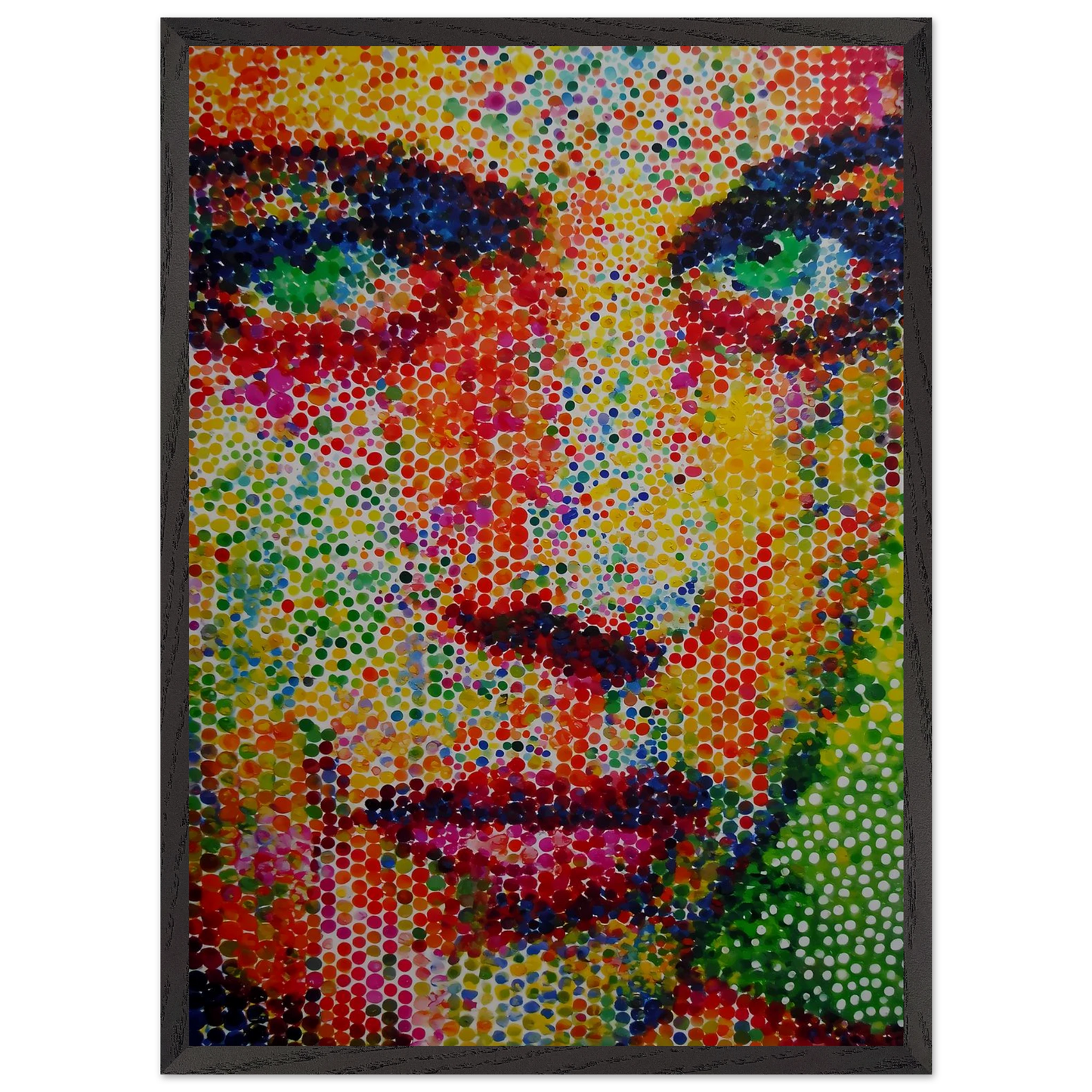 Le Visage en Points — tableau encadré bois — vue 10 — art mural STNCL