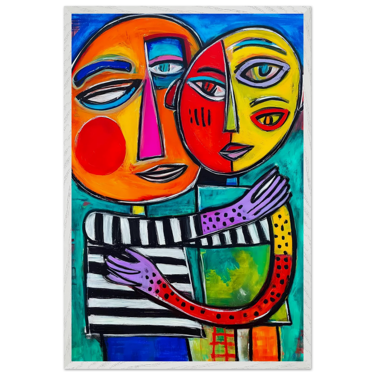 Étreinte Cubiste — tableau encadre bois — vue 7 — art mural STNCL