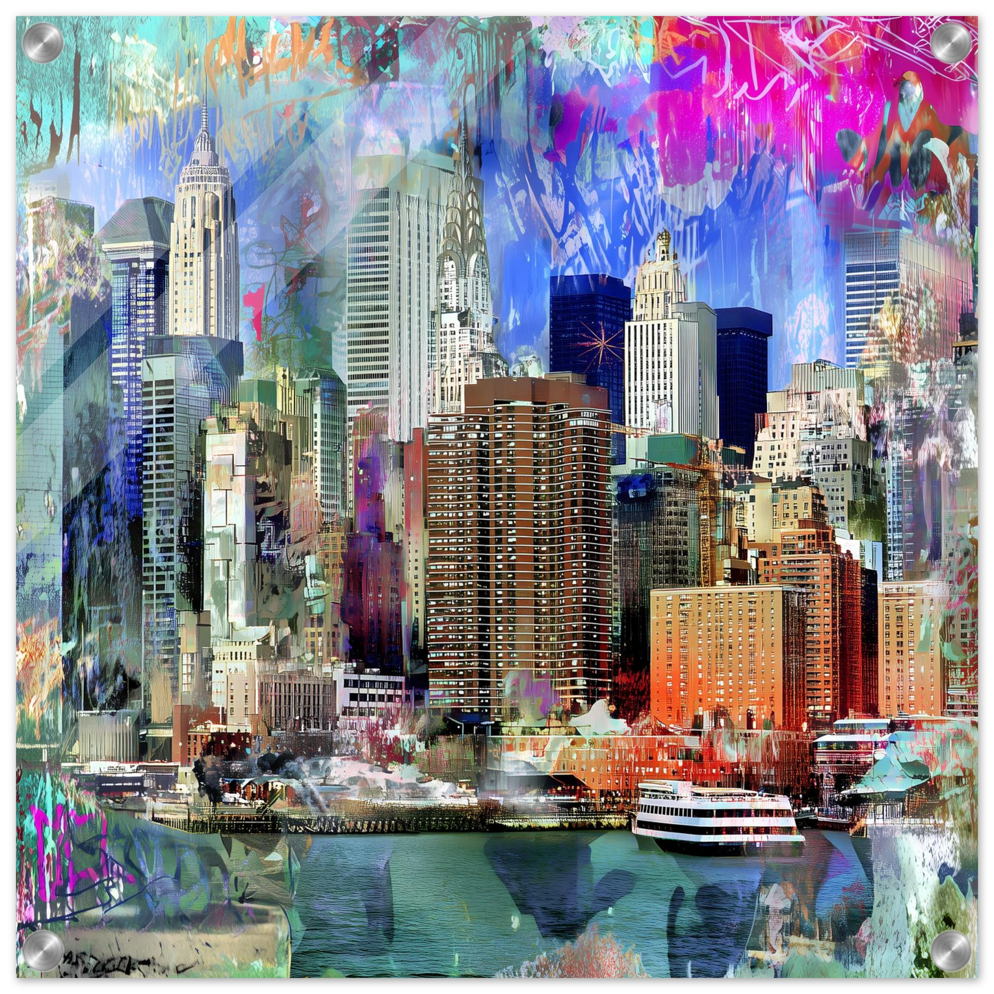 Manhattan Électrique — tableau plexiglas — vue 2 — art mural STNCL