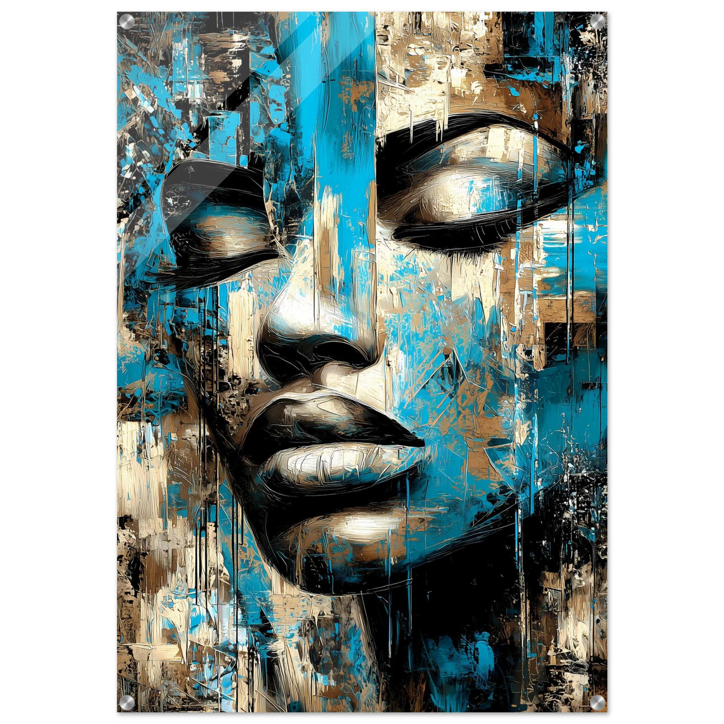 Bleu et Or — tableau plexiglas — art mural STNCL