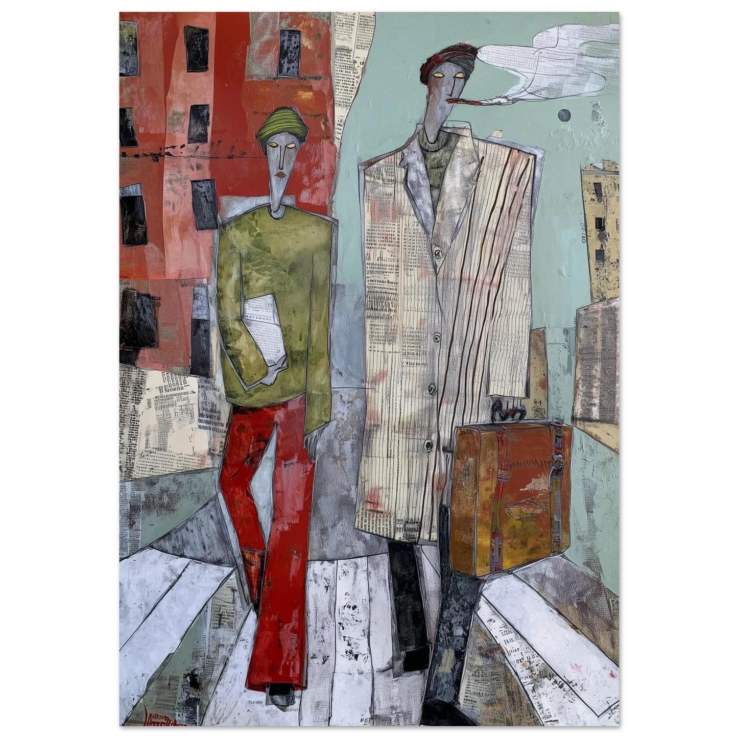 Traversée sous les Journaux Froissés — affiche d'art — art mural STNCL