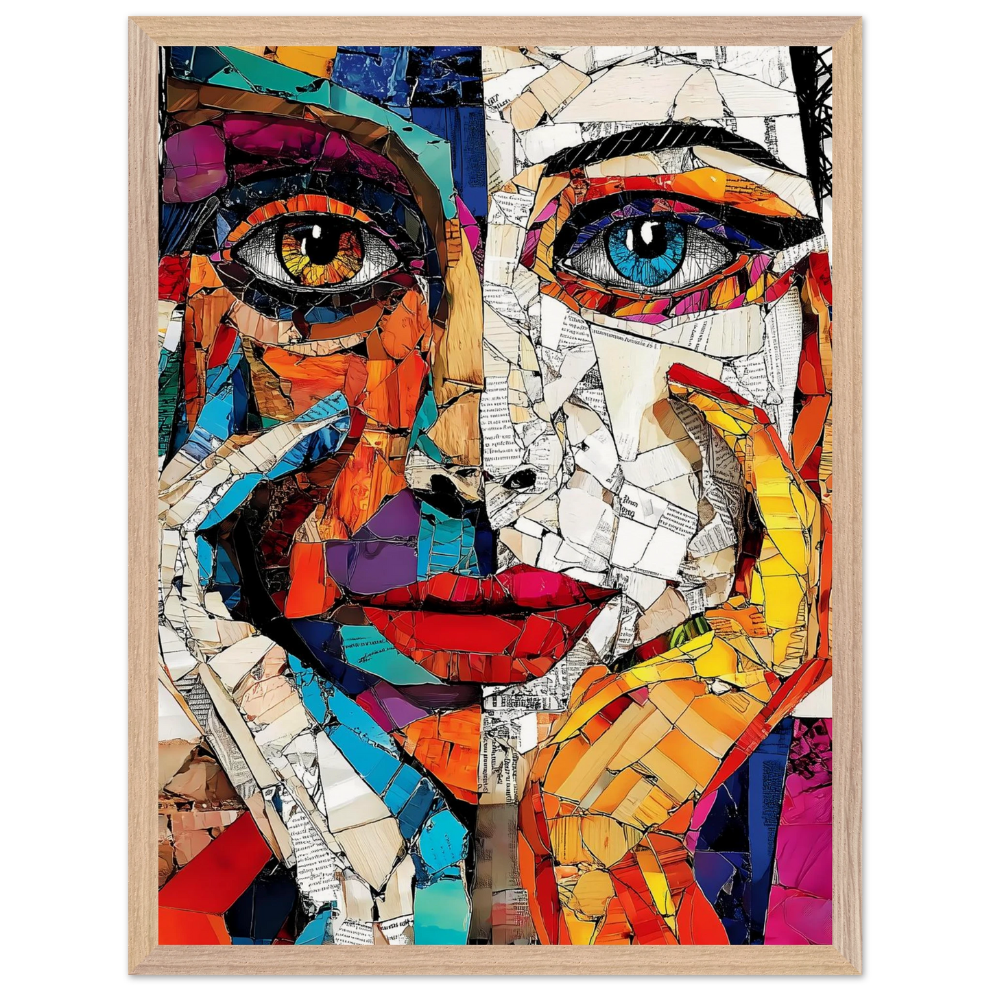 Visages Déchirés — tableau encadre bois — vue 3 — art mural STNCL