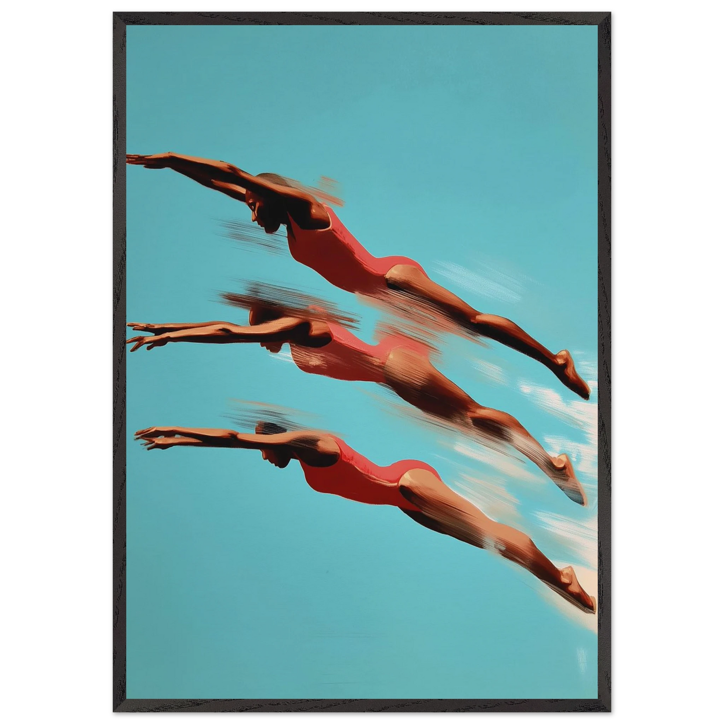 Trois Plongées vers l'Azur — tableau encadré bois — art mural STNCL