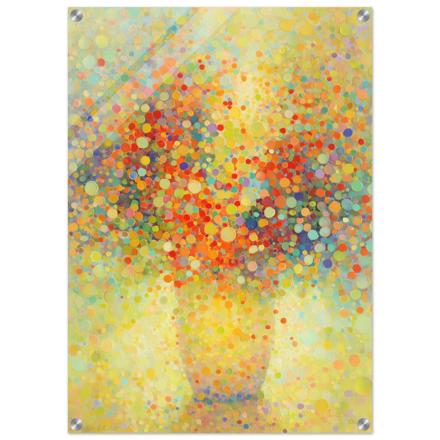 Floraison Pointilliste — tableau plexiglas — vue 2 — art mural STNCL