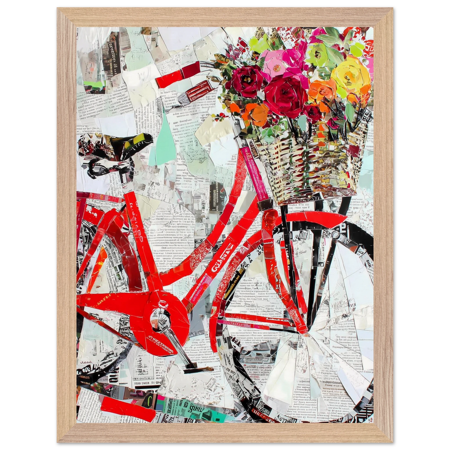 Le Vélo Fleuri — tableau encadré bois — vue 12 — art mural STNCL