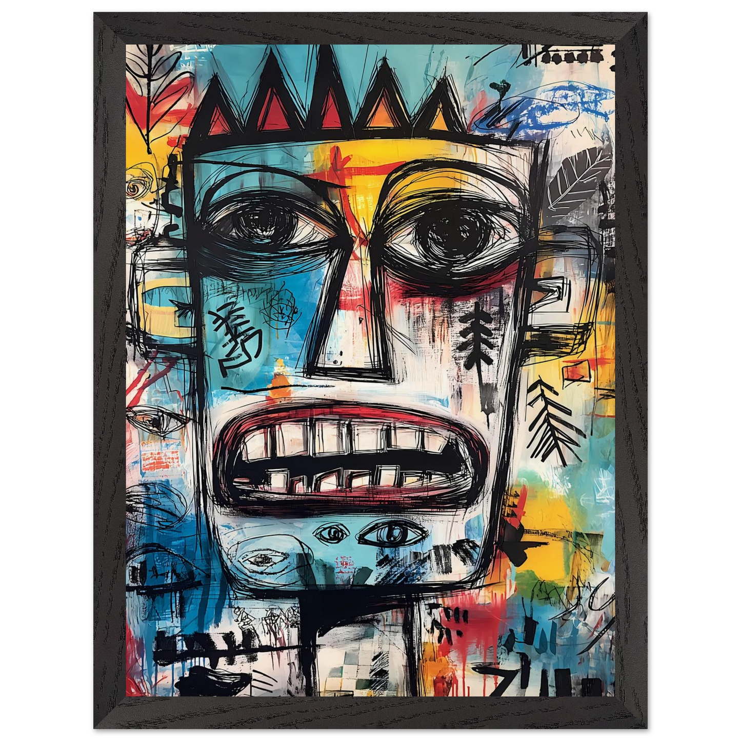 Roi Primitif — tableau encadré bois — vue 4 — art mural STNCL