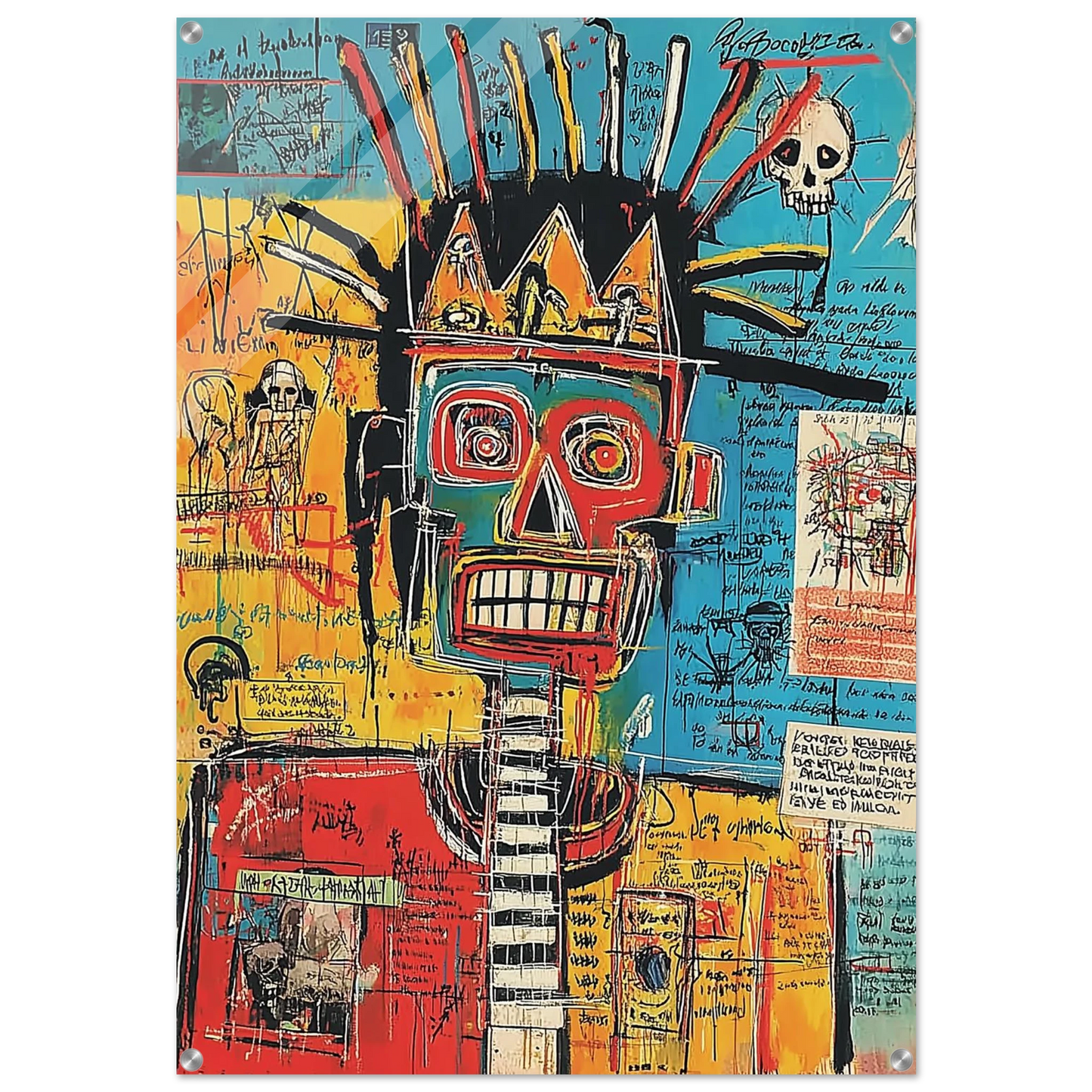 Visage Couronné en Feu — tableau plexiglas — art mural STNCL
