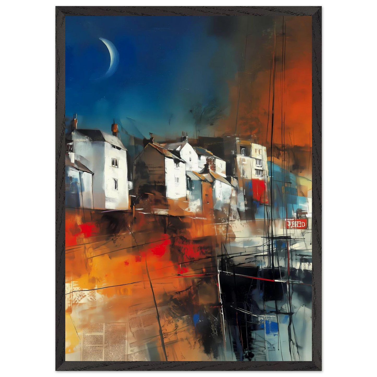 Port sous le Croissant de Lune — tableau encadré bois — vue 10 — art mural STNCL
