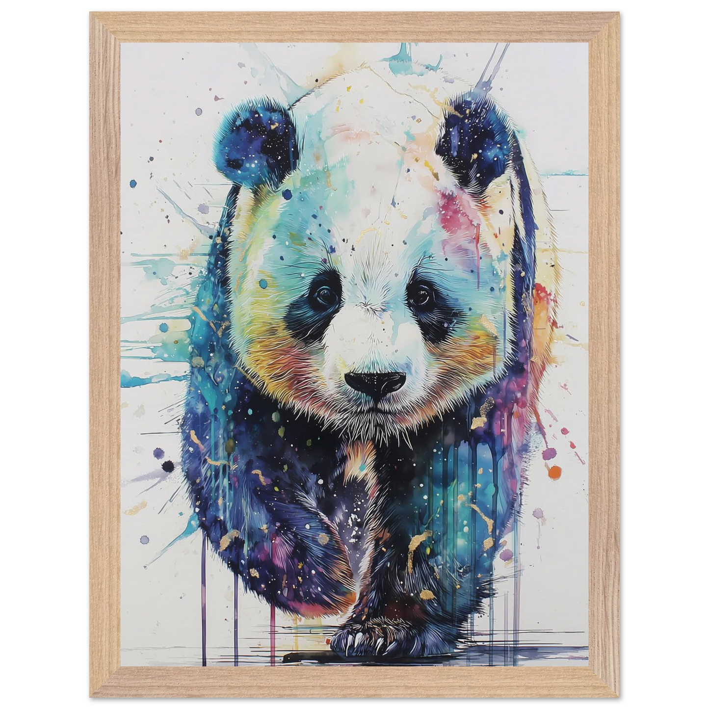 Panda Constellé — tableau encadré bois — vue 12 — art mural STNCL