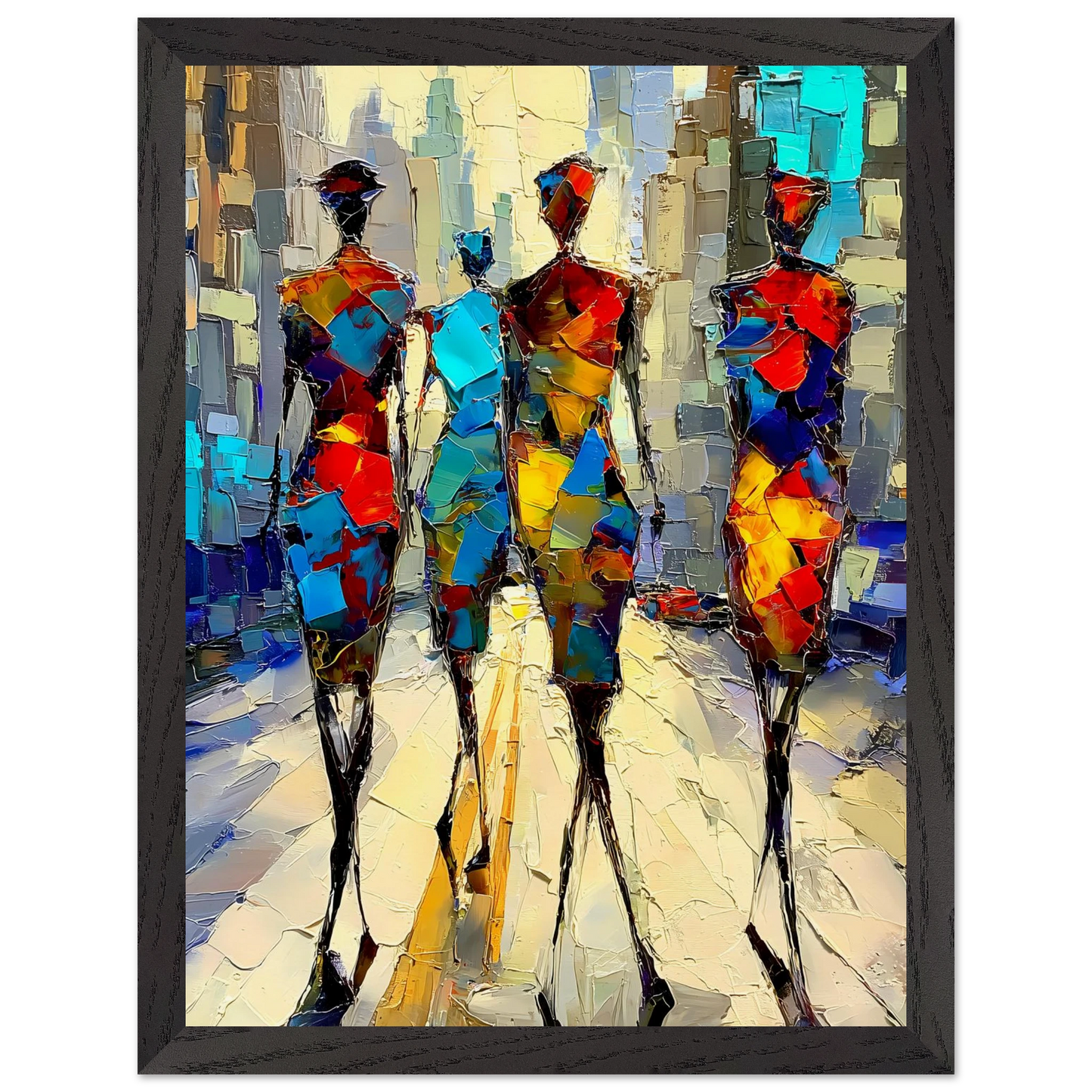 Silhouettes en Mosaïque — tableau encadré bois — vue 4 — art mural STNCL