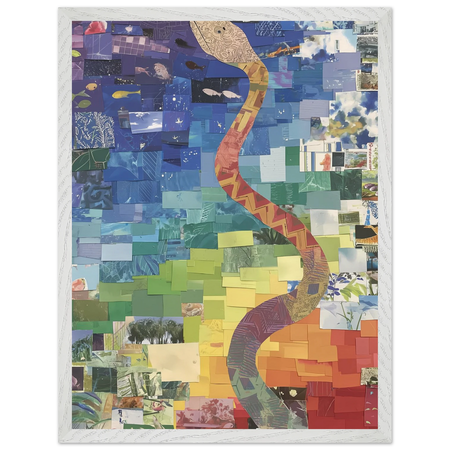 Serpent des Saisons — tableau encadré bois — vue 8 — art mural STNCL